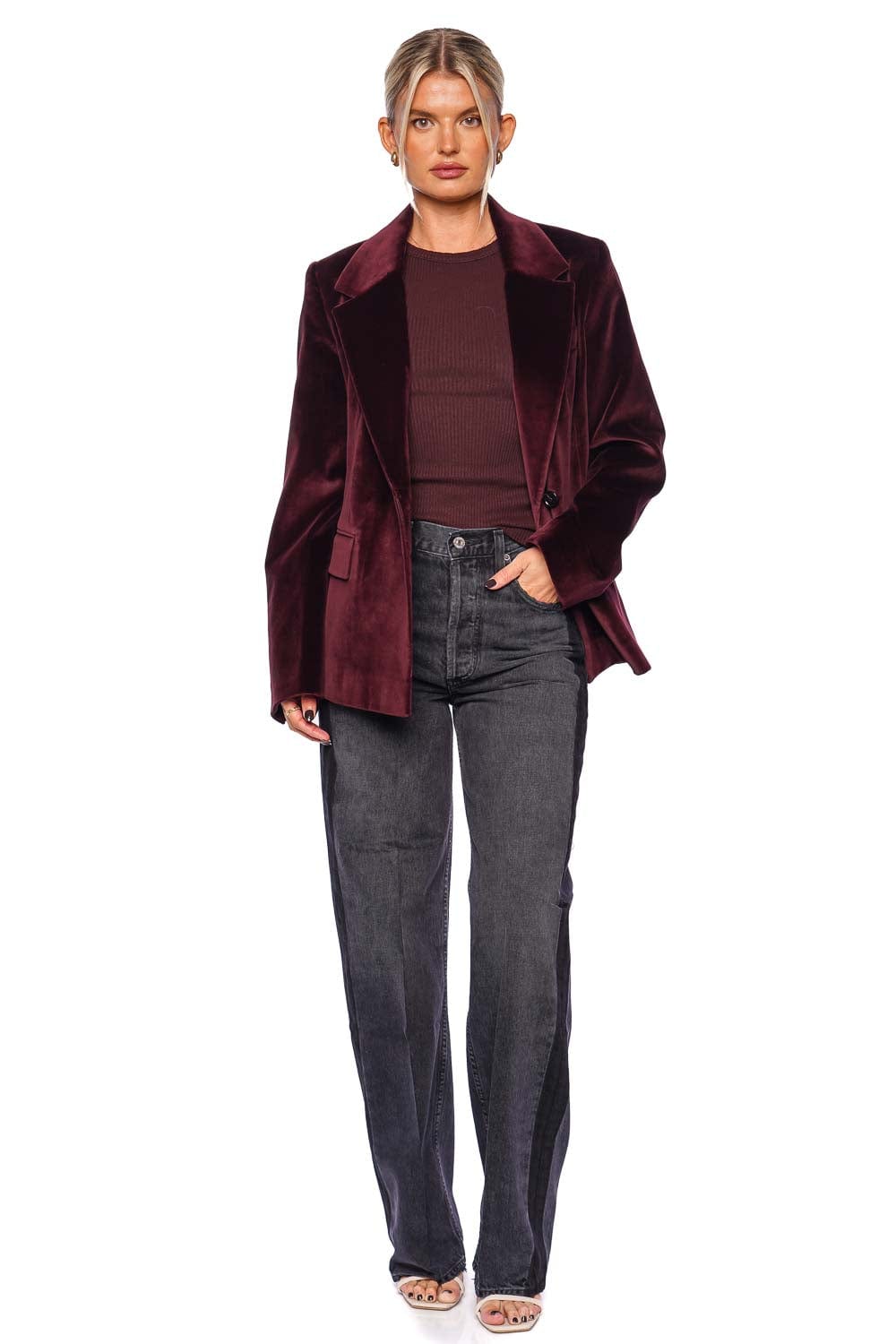 Citizens of Humanity Matteau Bordeaux Velvet Blazer