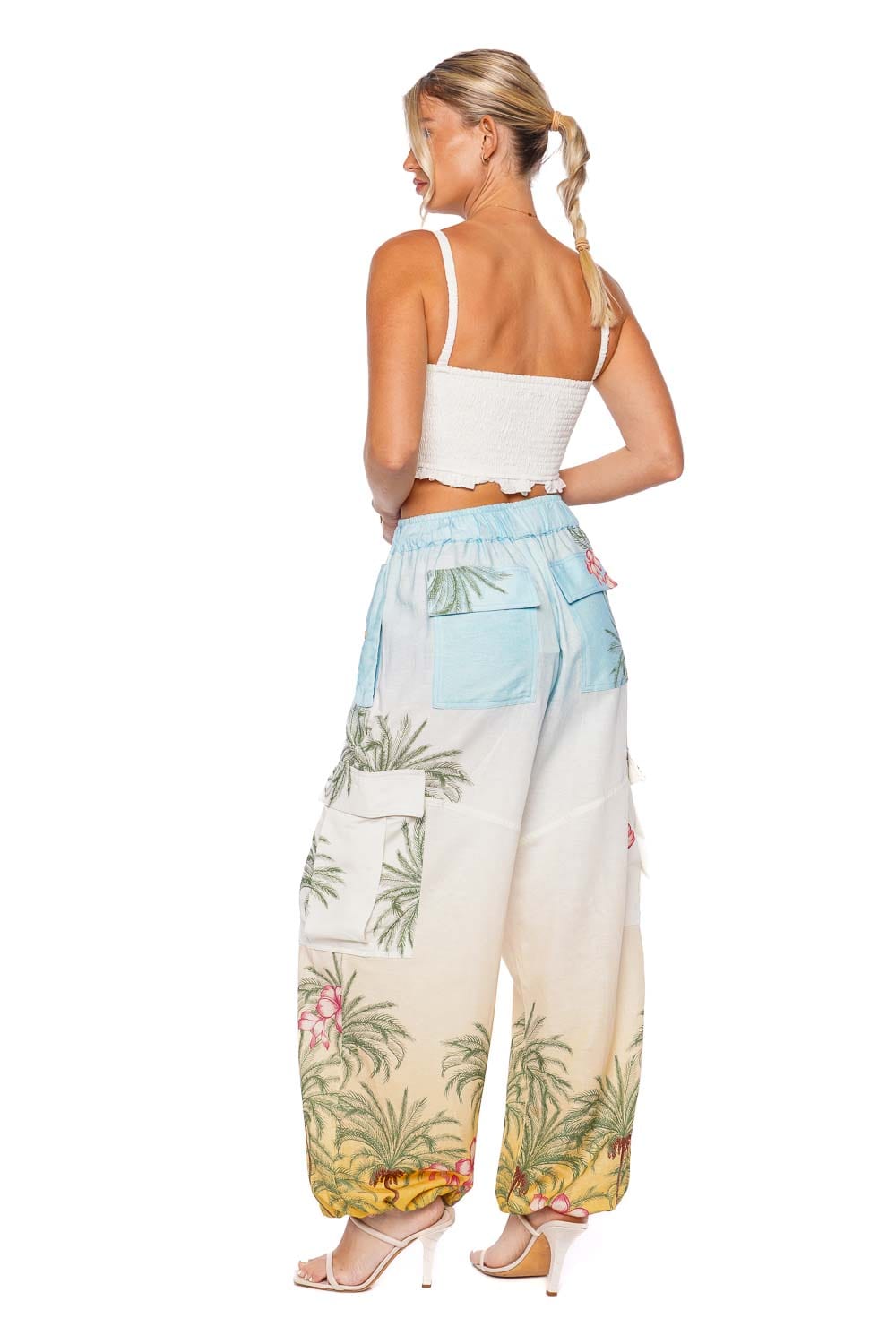 Agua Bendita Angel Azure White Ruffled Crop Top