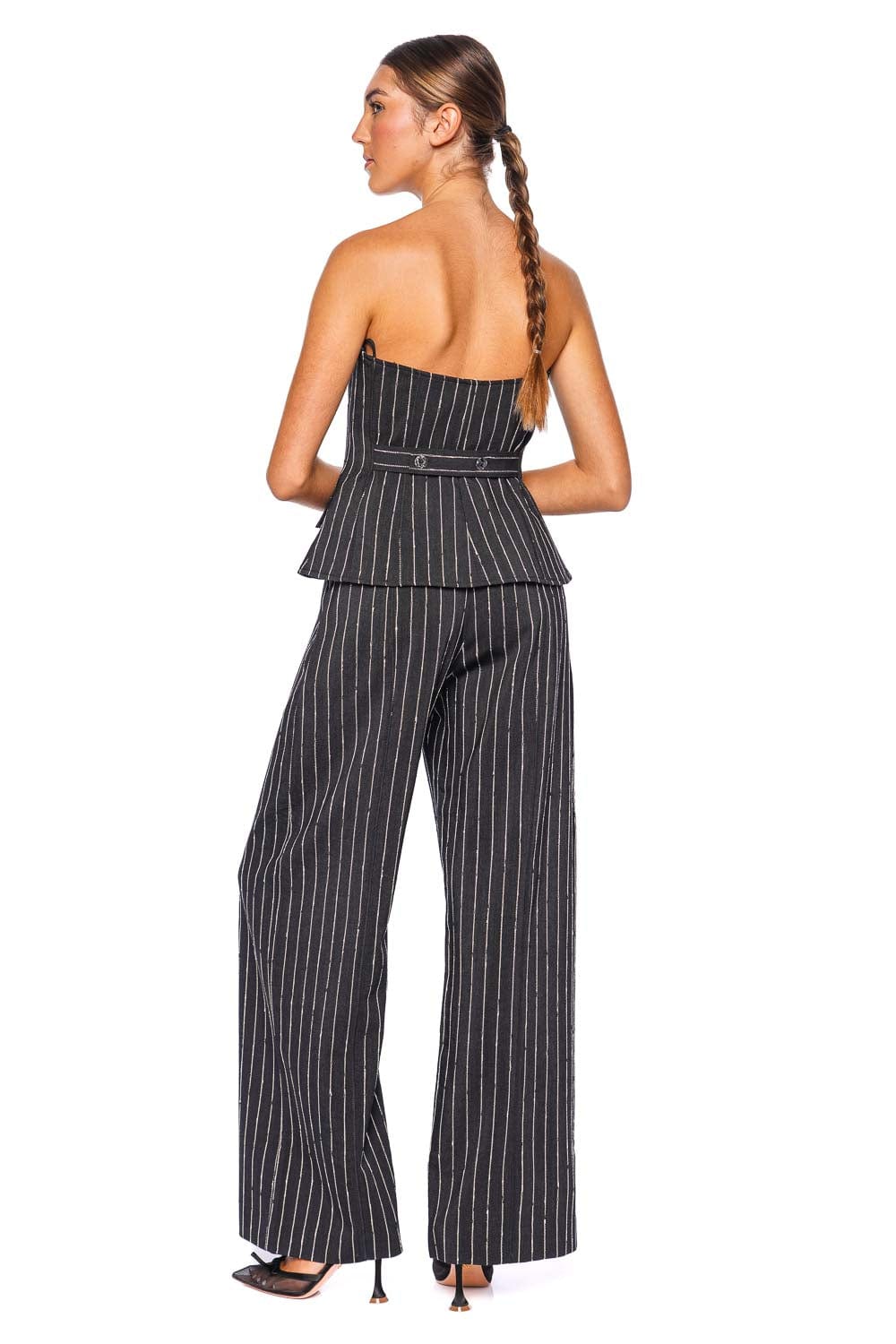 Ulla Johnson Carine Black Wool Pinstripe Pant