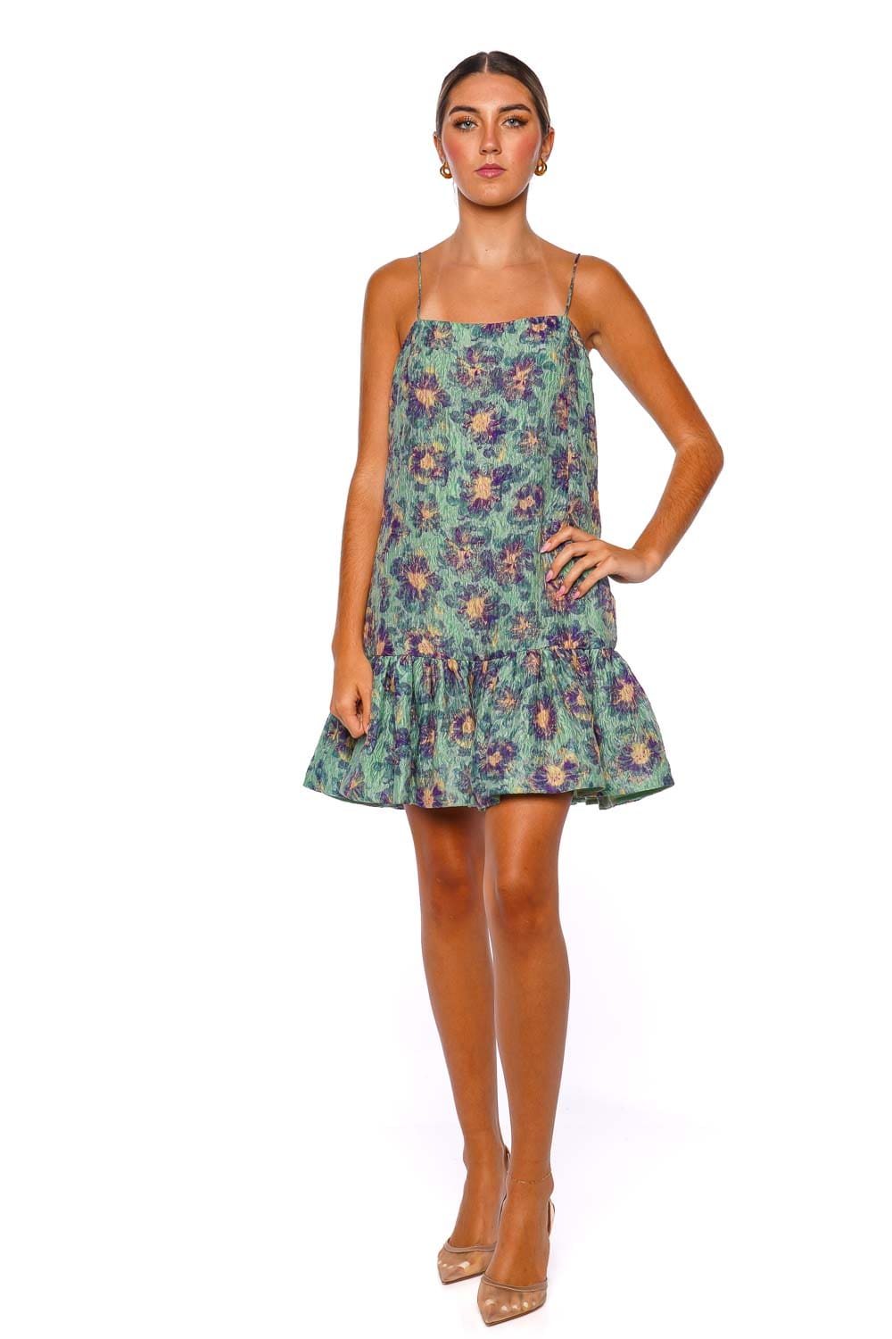 Ulla Johnson Iris Seaglass Ruffled Mini Dress