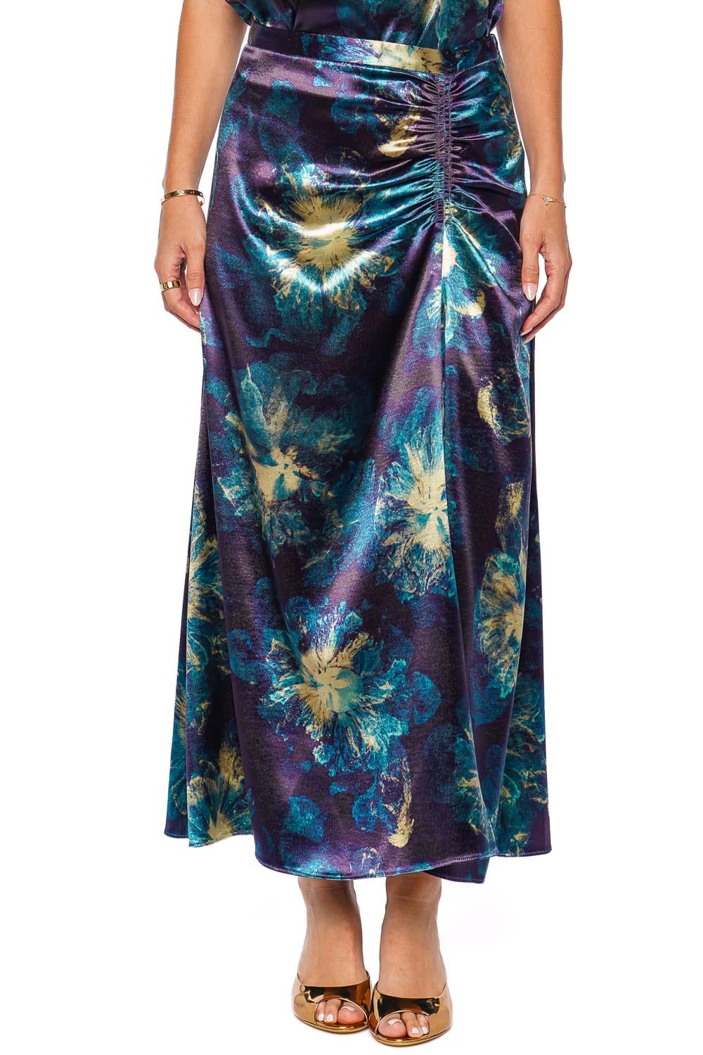 Ulla Johnson Ines Lazuli Ruched Midi Skirt