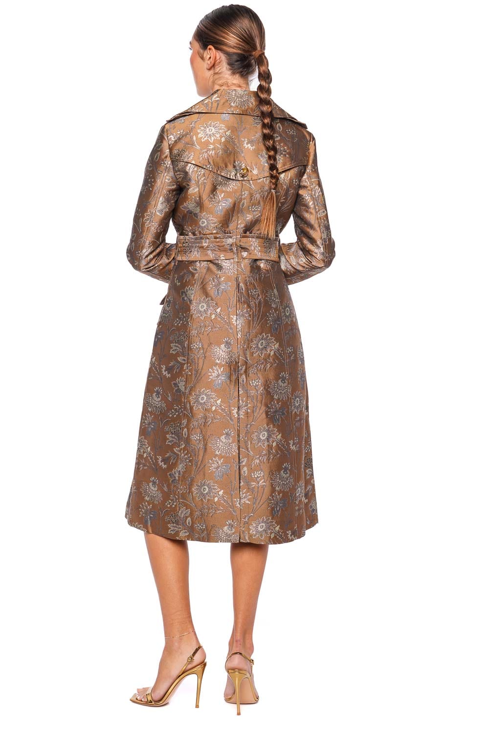 Cara Cara Karlie Floral Jacquard Belted Trench Coat