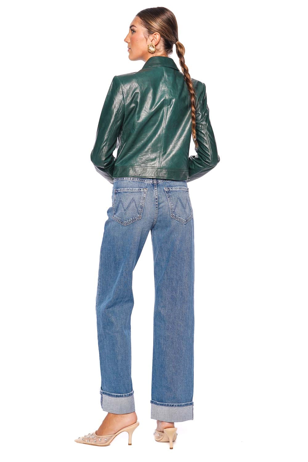 Veronica Beard Monte Hunter Green Leather Jacket