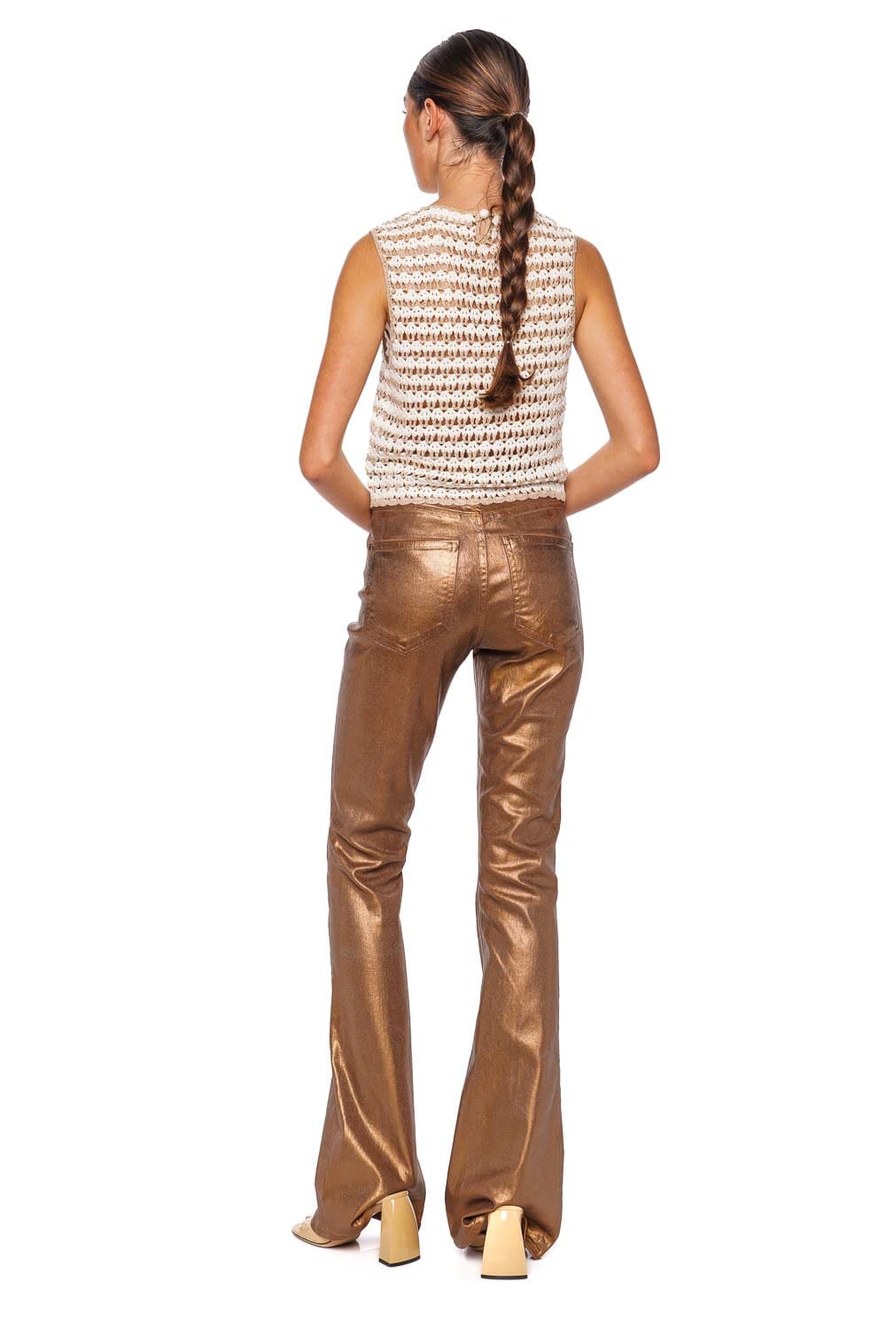 Veronica Beard Beverly Metallic Skinny Flared Jean