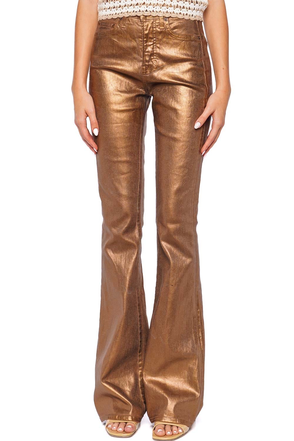 Veronica Beard Beverly Metallic Skinny Flared Jean