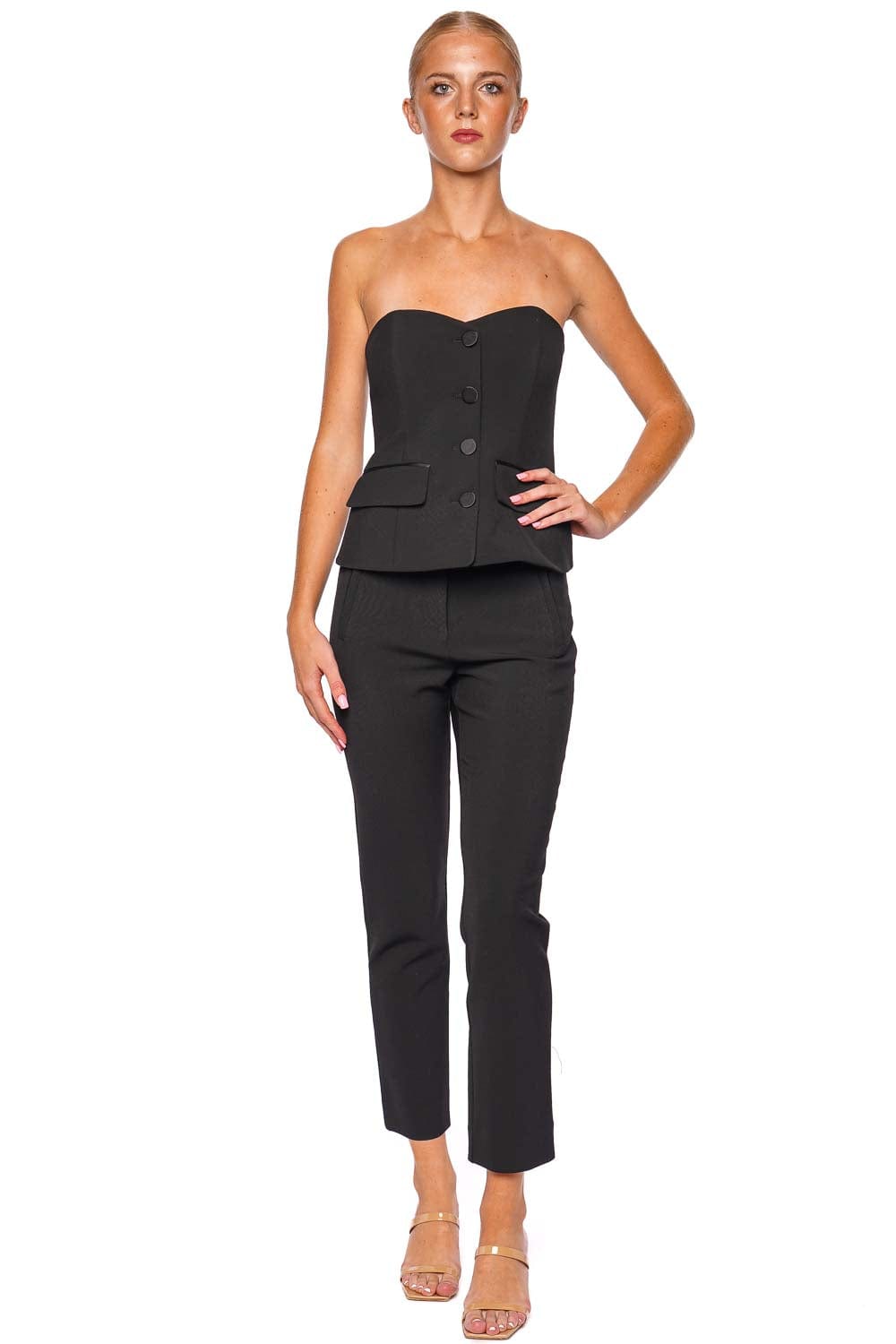 Veronica Beard Stila Black Slim Crop Pant