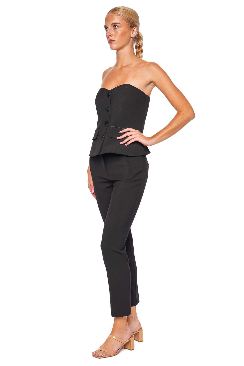 Veronica Beard Stila Black Slim Crop Pant