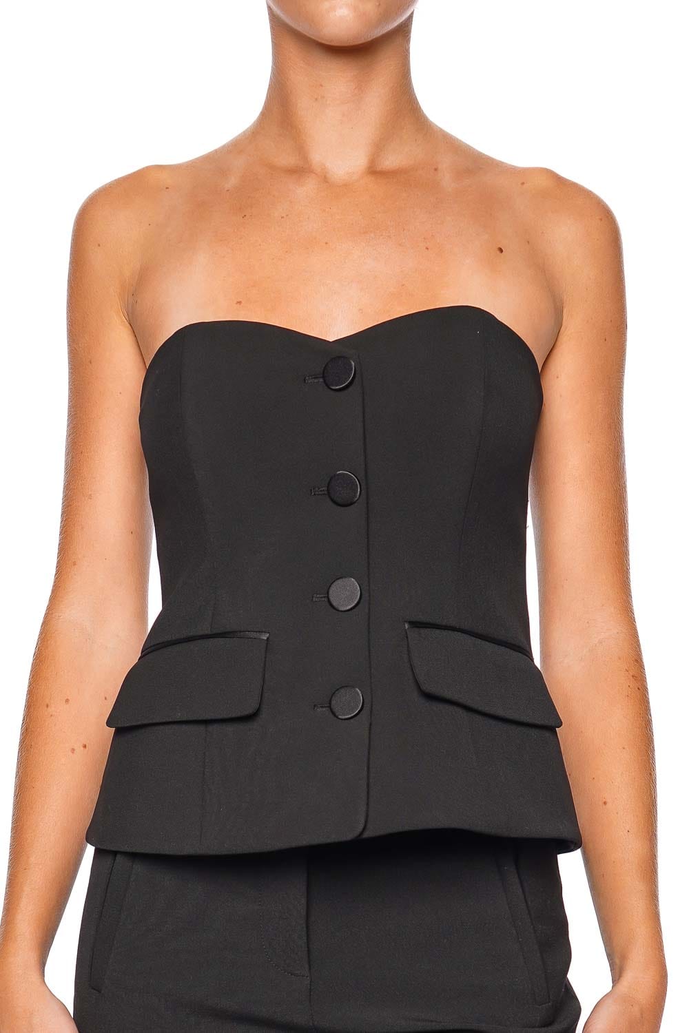 Veronica Beard Arlette Black Strapless Bustier Top