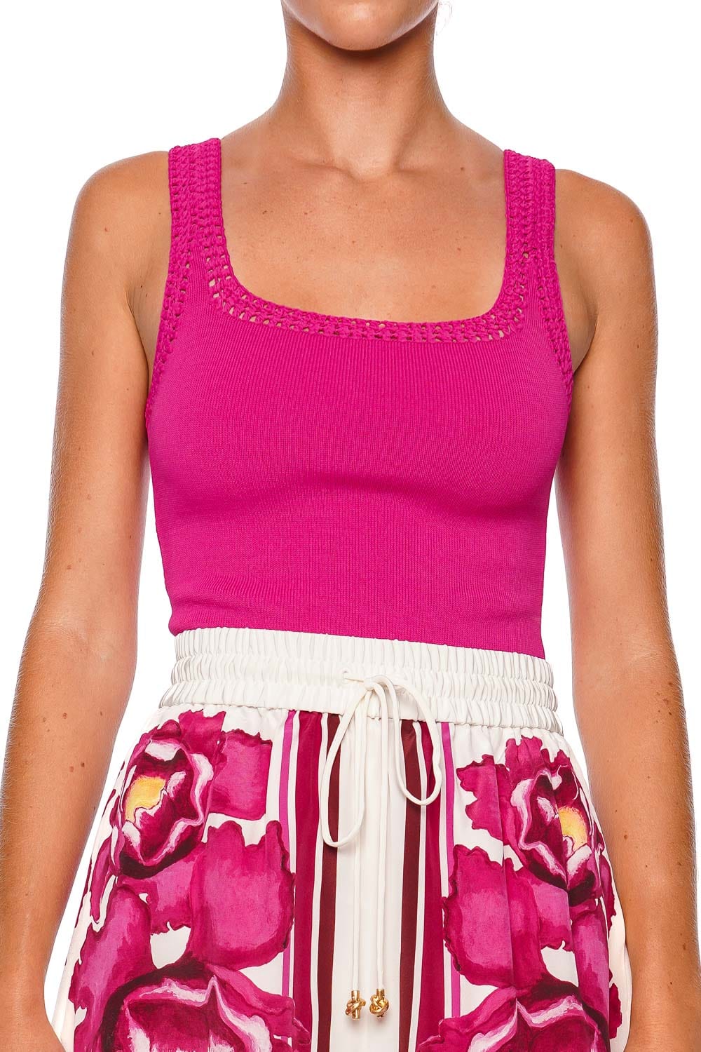 Aje. Tazia Pink Crocheted Edge Tank