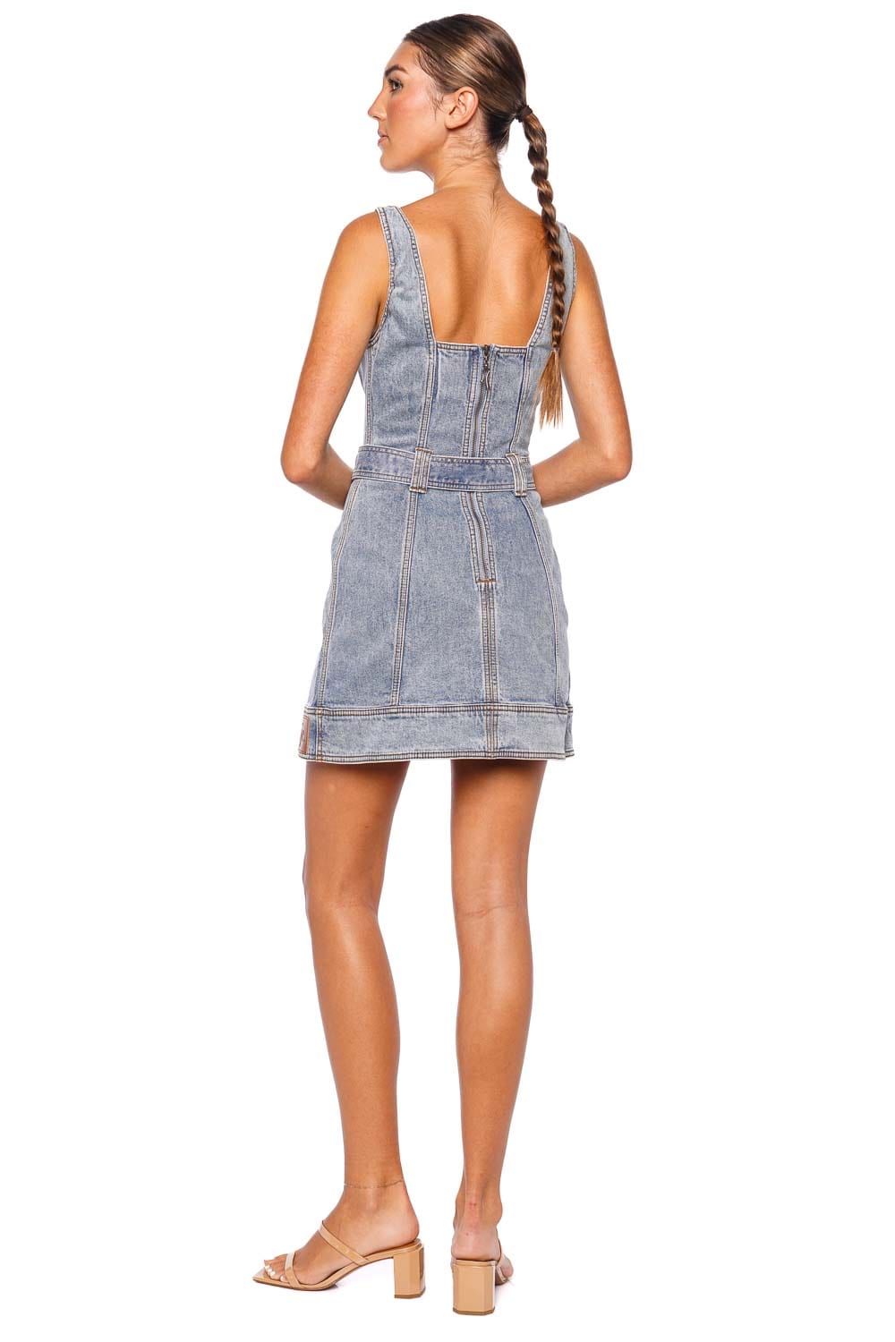 Aje. Zariah Belted Denim Mini Dress