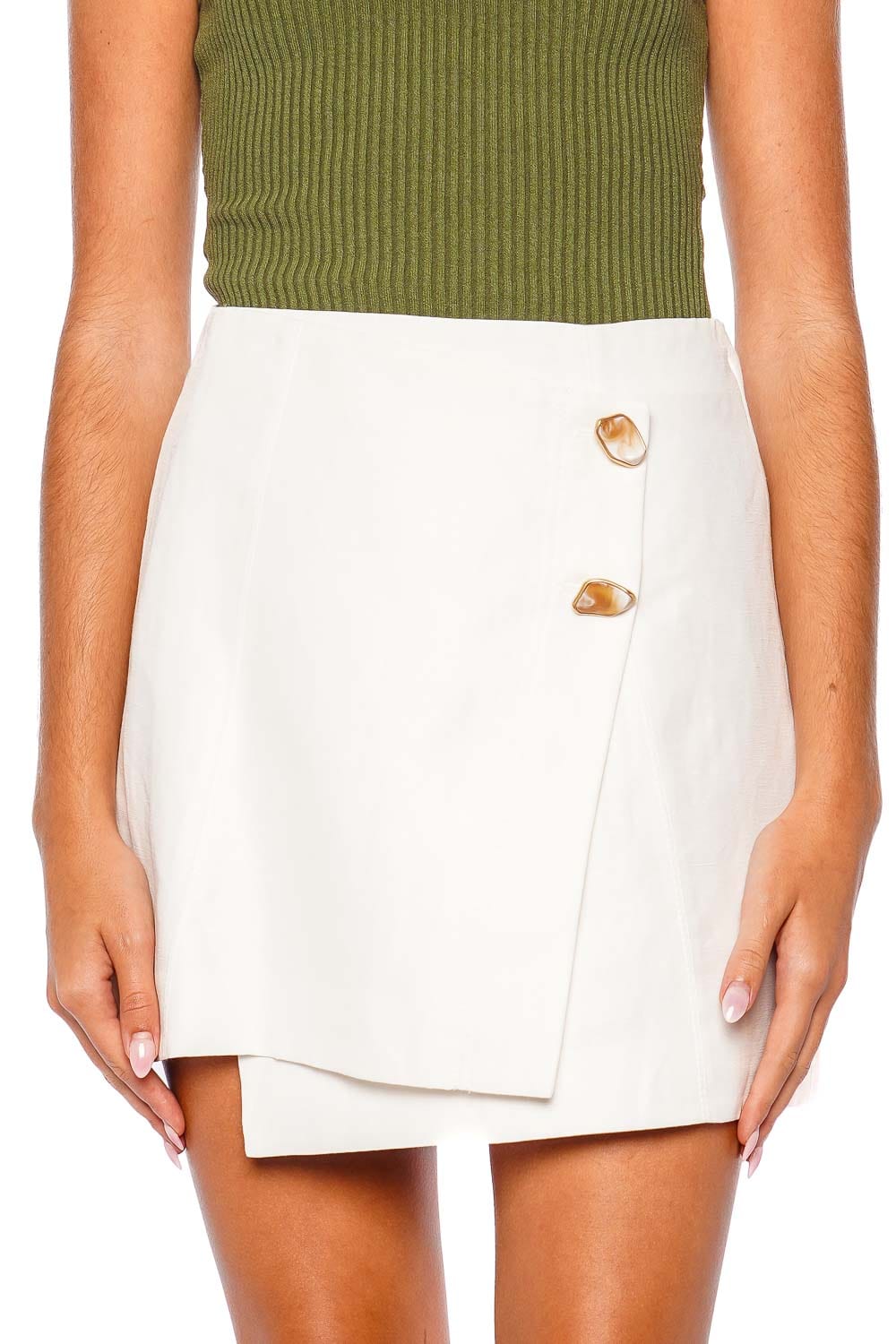 Aje. Velma Ivory Wrap Mini Skirt