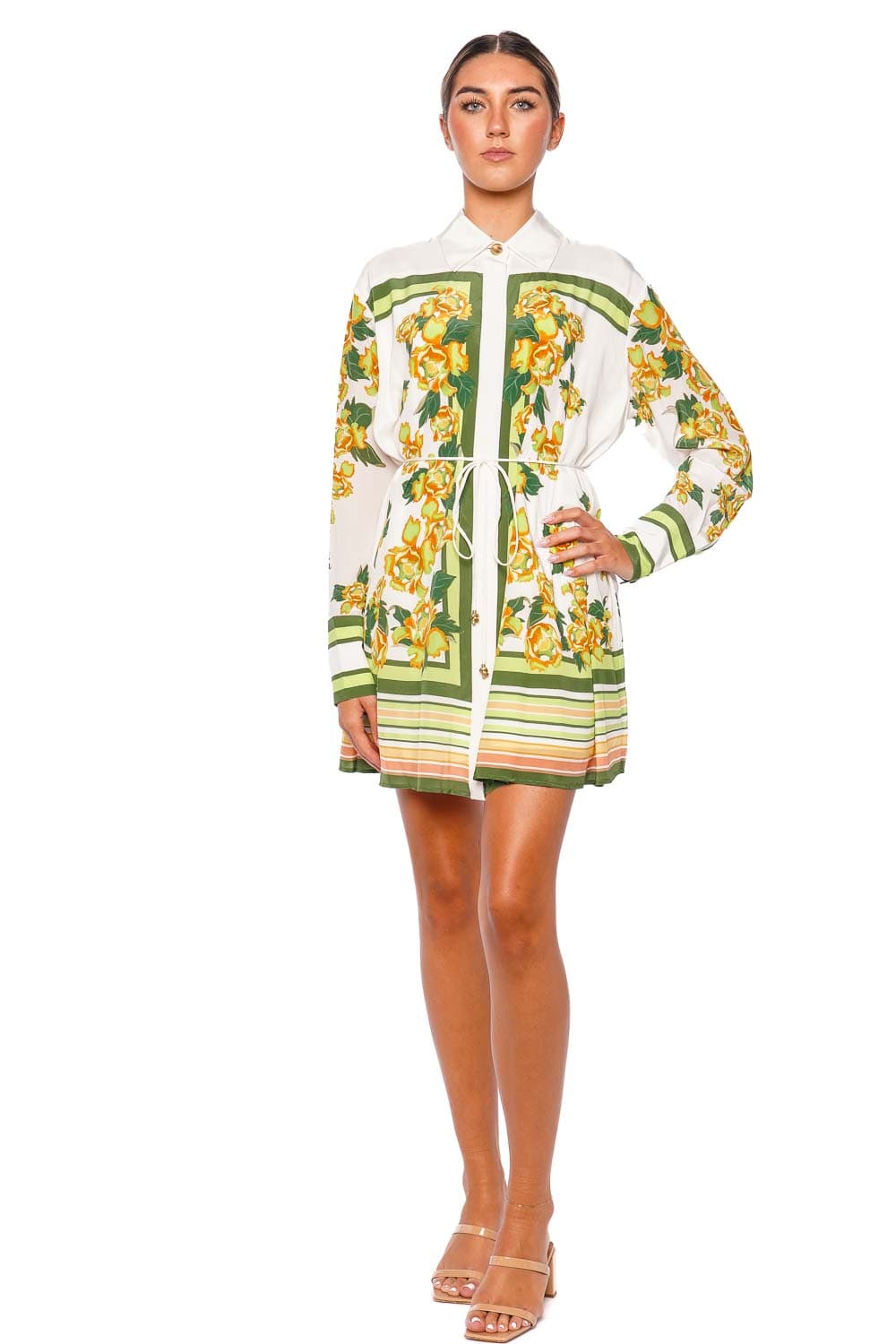 Aje. Secret Border Silk Mini Shirt Dress