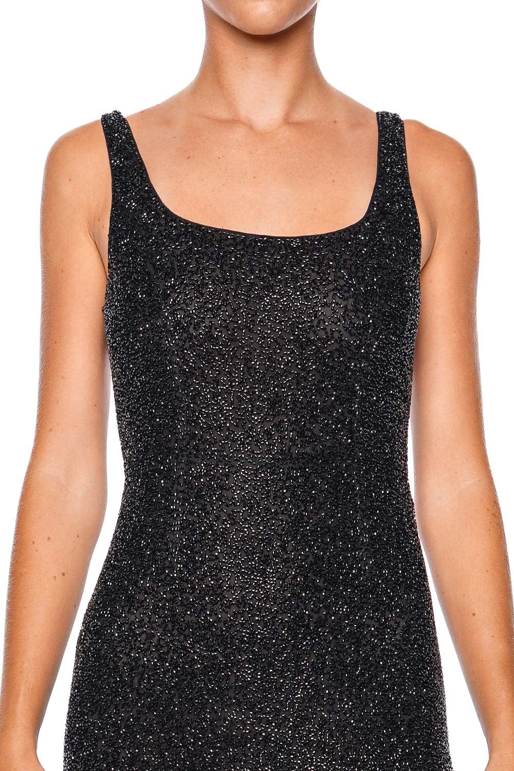 L'AGENCE Inori Black Beaded Mini Dress