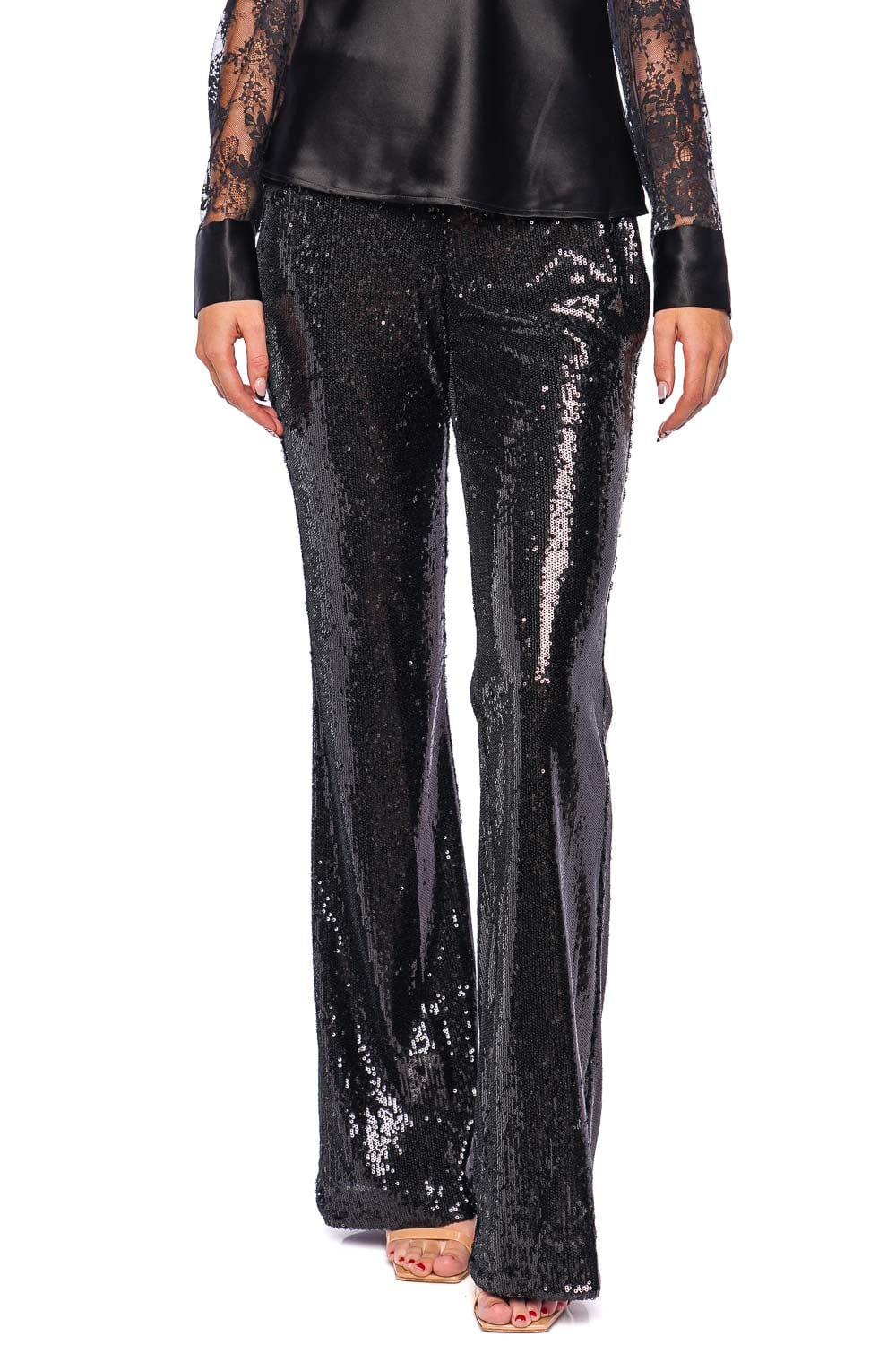 L'AGENCE Honor Black Sequin Flared Pant