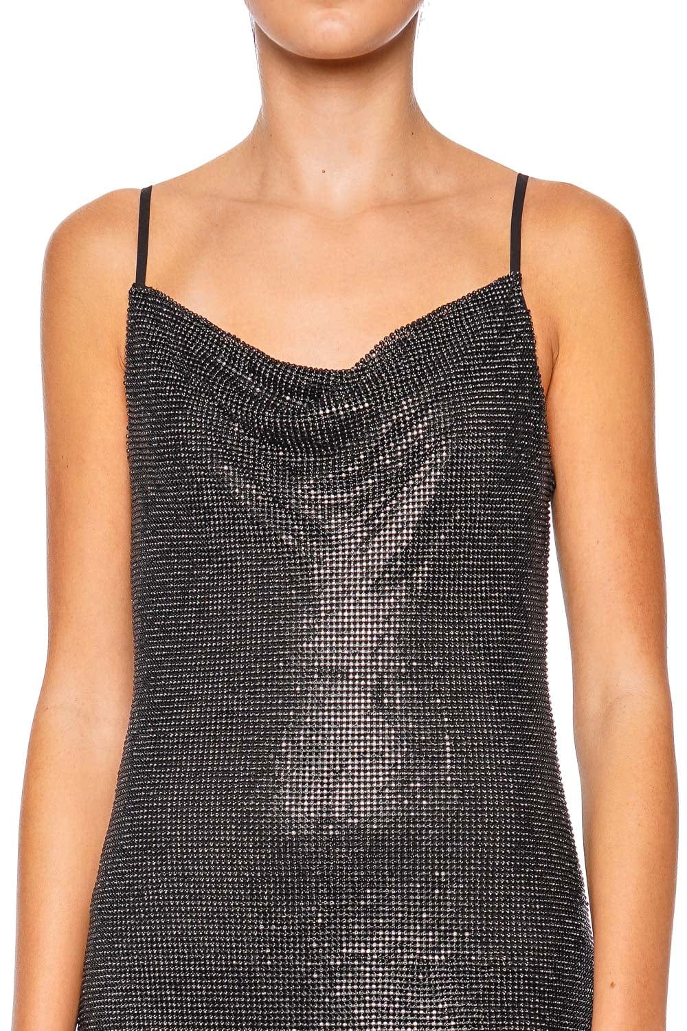 L'AGENCE Benson Gunmetal Chainmail Mini Dress