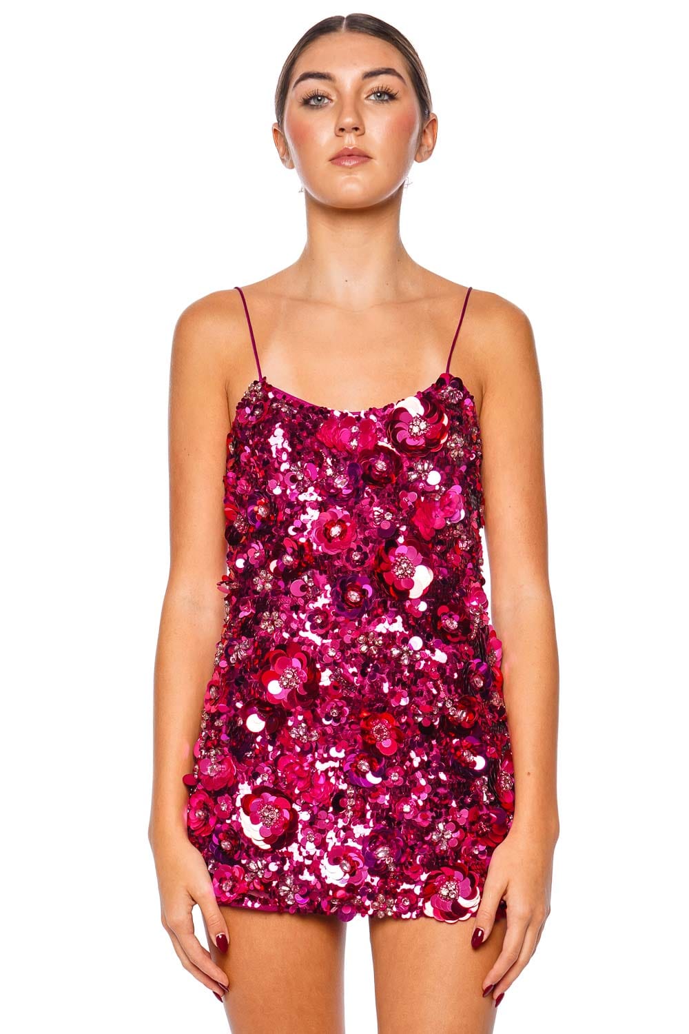 LoveShackFancy Rutherford Floral Sequined Mini Dress