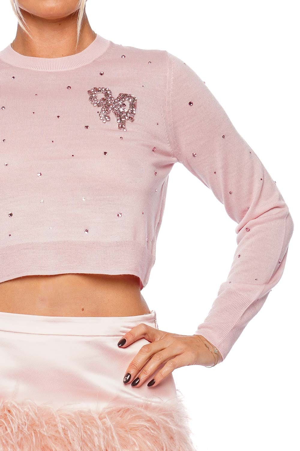 LoveShackFancy Pammie Pink Frosting Embellished Pullover