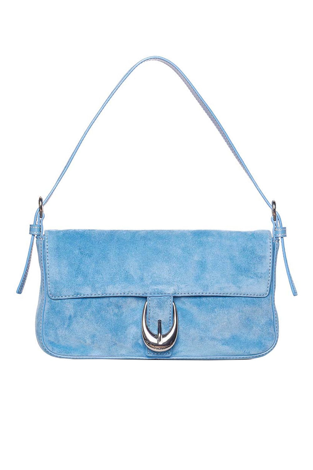 Staud Harlow Blue Suede Shoulder Bag