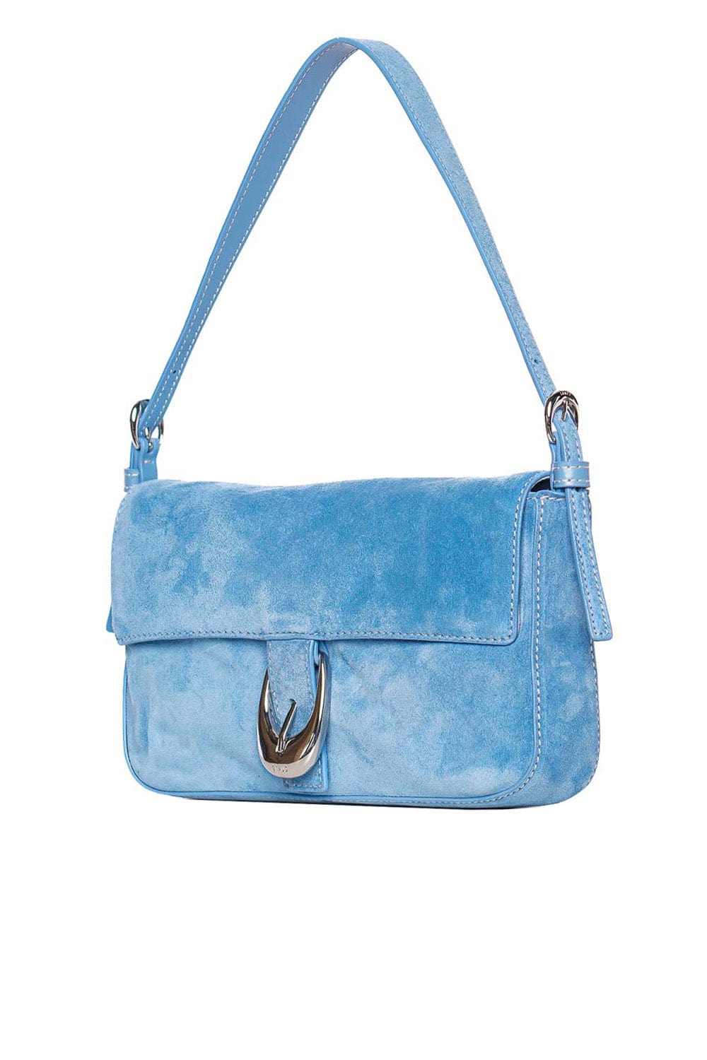 Staud Harlow Blue Suede Shoulder Bag