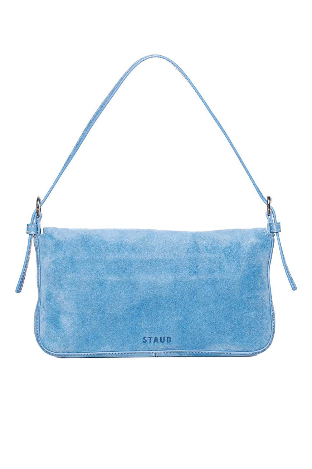 Staud Harlow Blue Suede Shoulder Bag