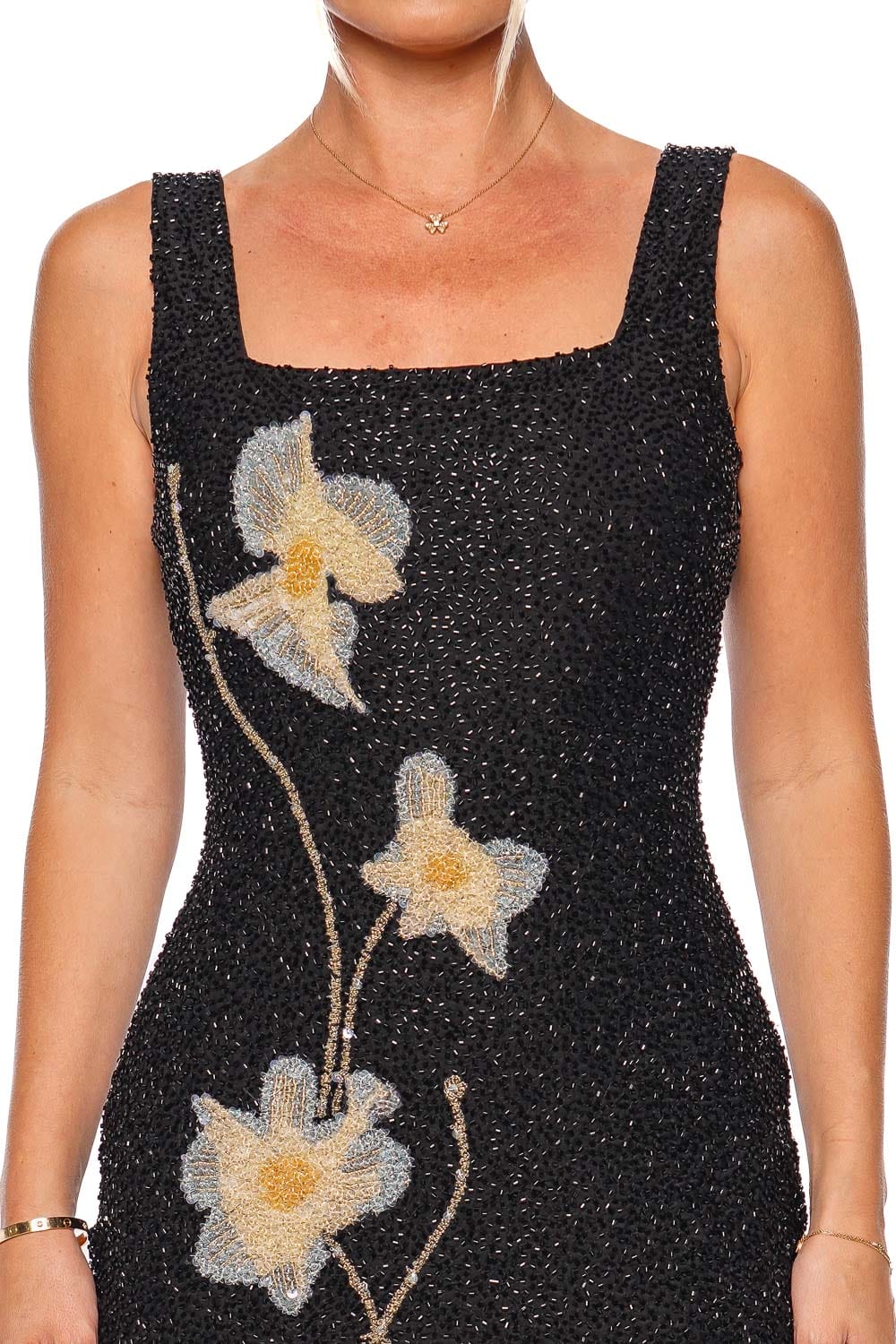 Staud Le Sable Beaded Floral Mini Dress