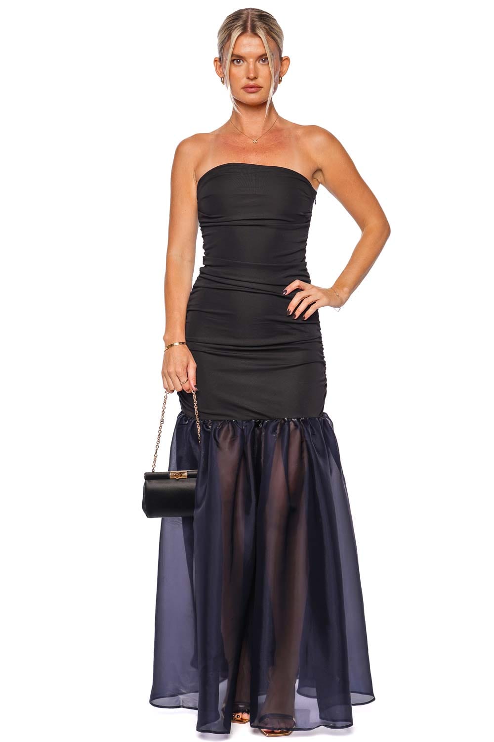 Staud Liya Strapless Combo Maxi Dress