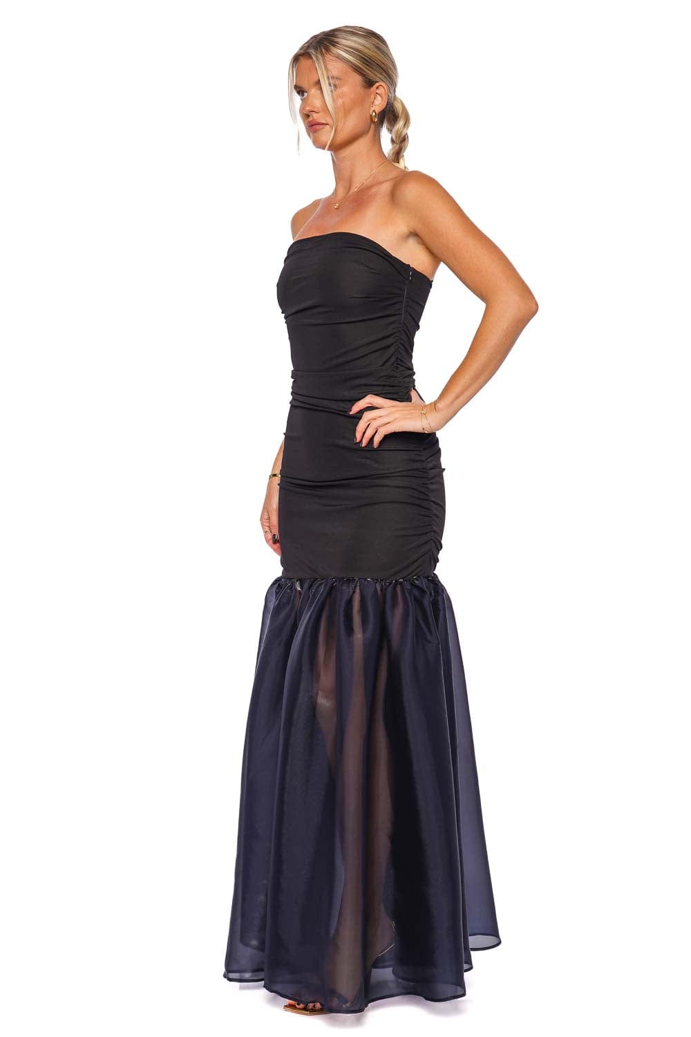 Staud Liya Strapless Combo Maxi Dress