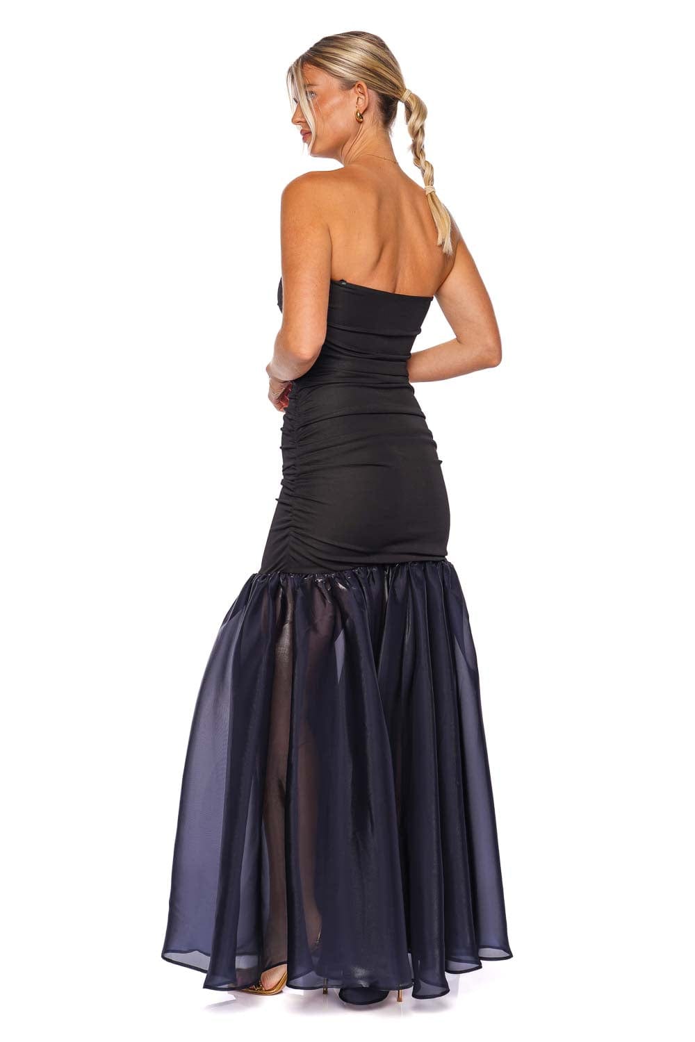 Staud Liya Strapless Combo Maxi Dress