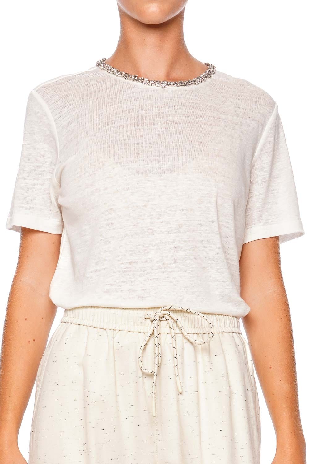 ZIMMERMANN Illustration Ivory Linen Embellished Tee