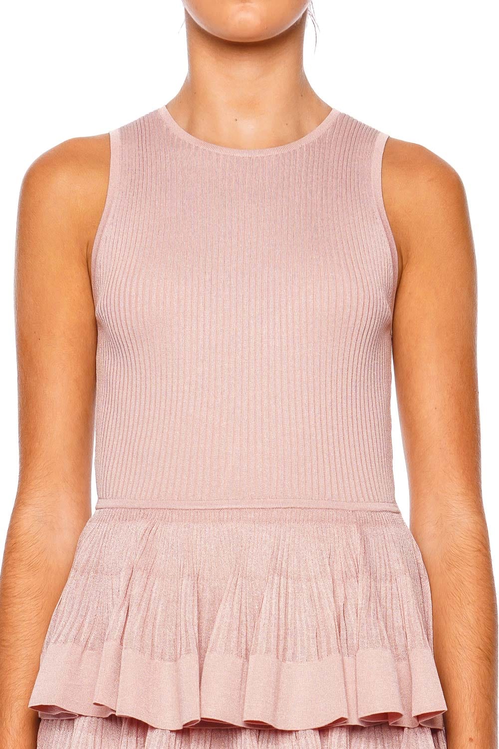 ZIMMERMANN Illustration Pink Knit Ruffled Mini Dress