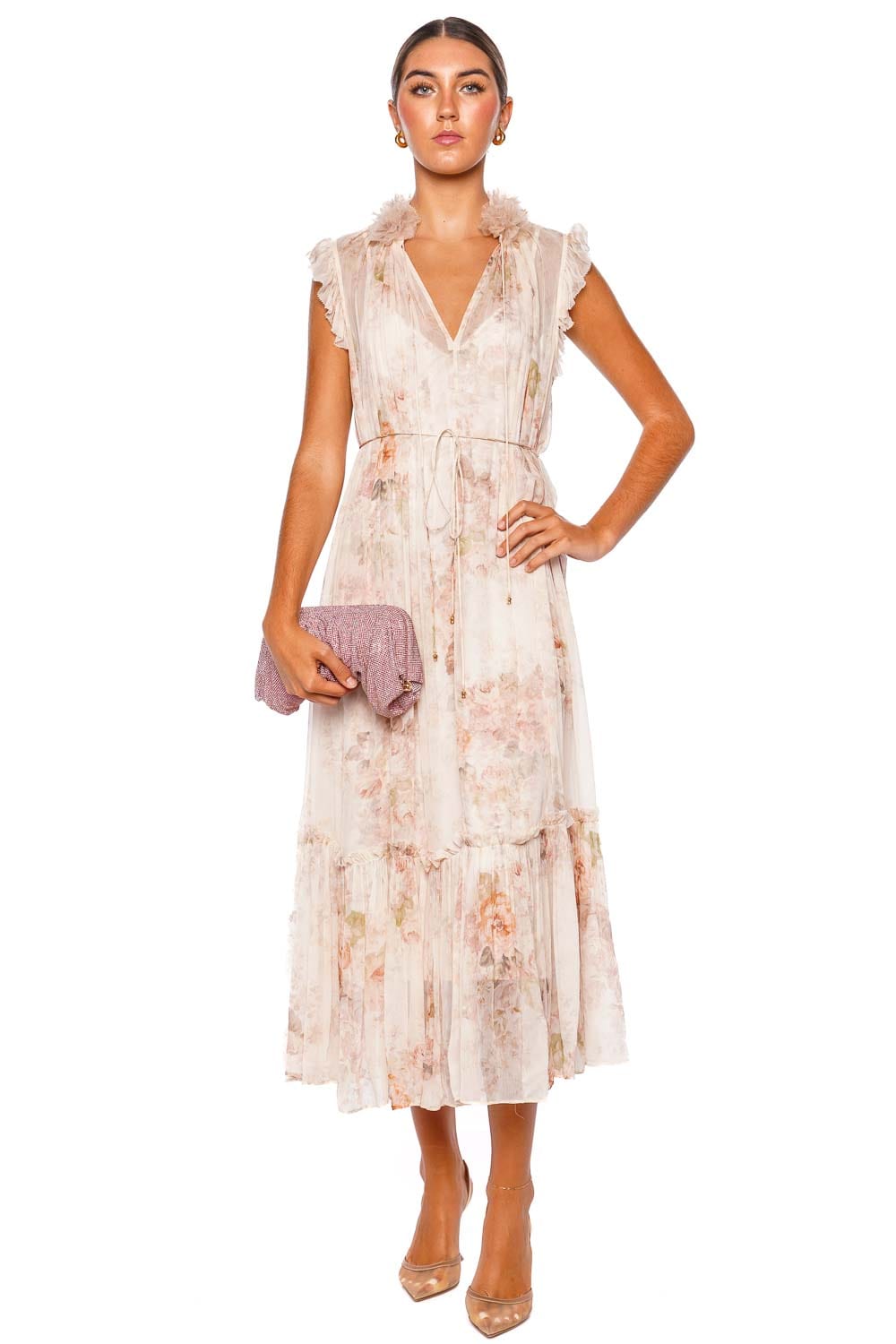 ZIMMERMANN Illustration Floral Flutter Midi Dress