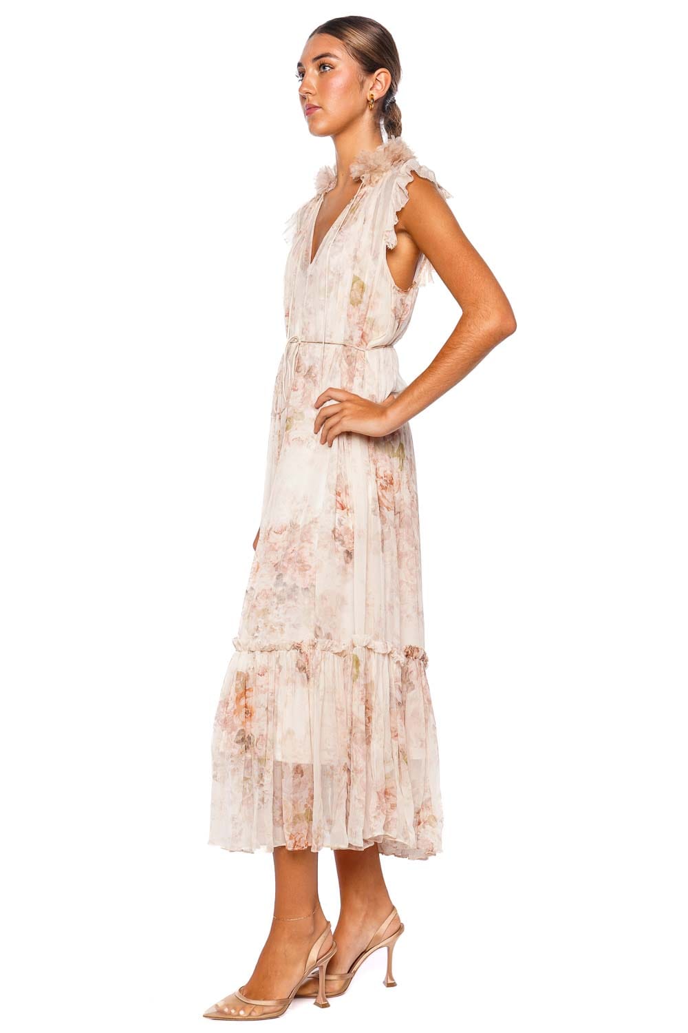 ZIMMERMANN Illustration Floral Flutter Midi Dress