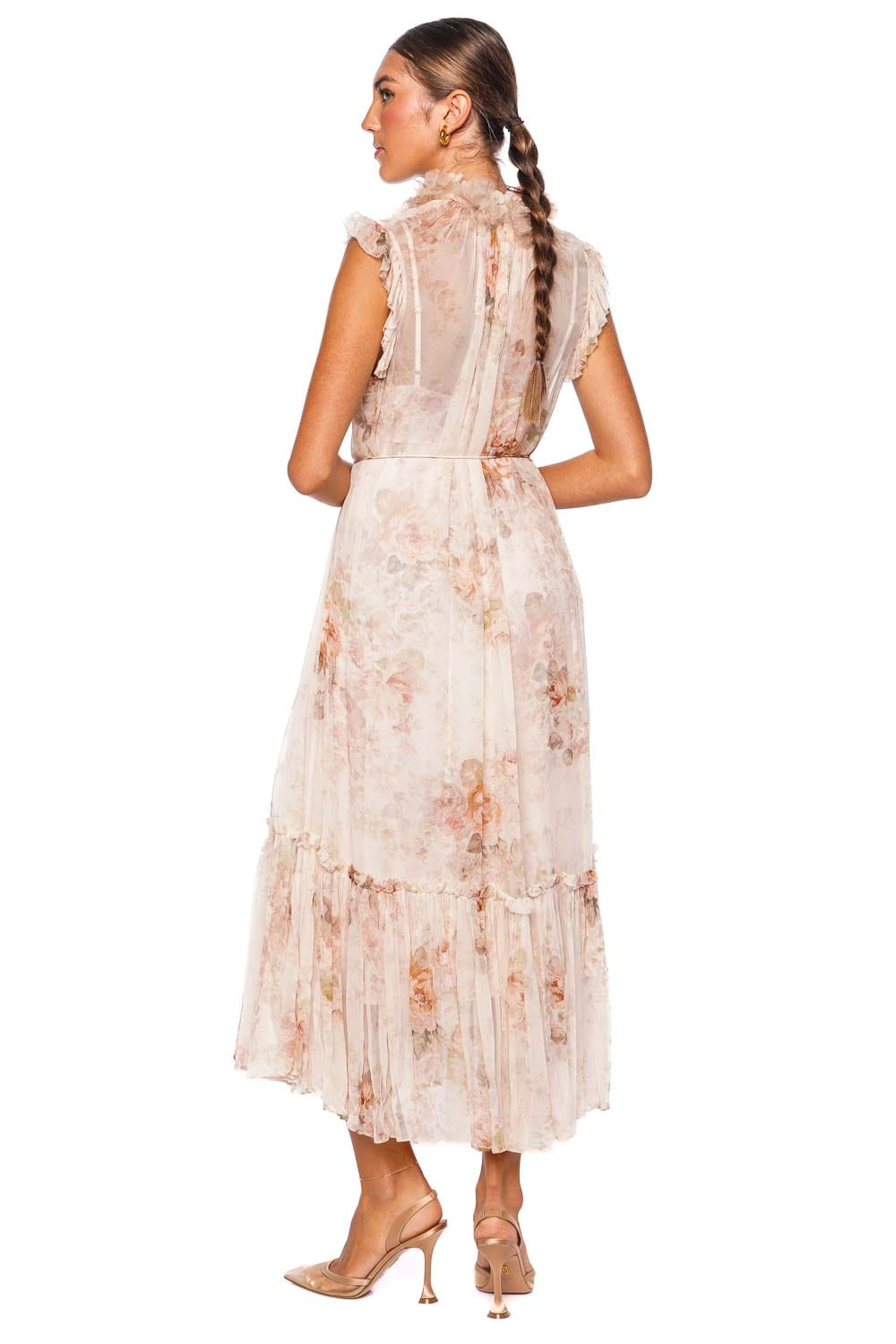 ZIMMERMANN Illustration Floral Flutter Midi Dress