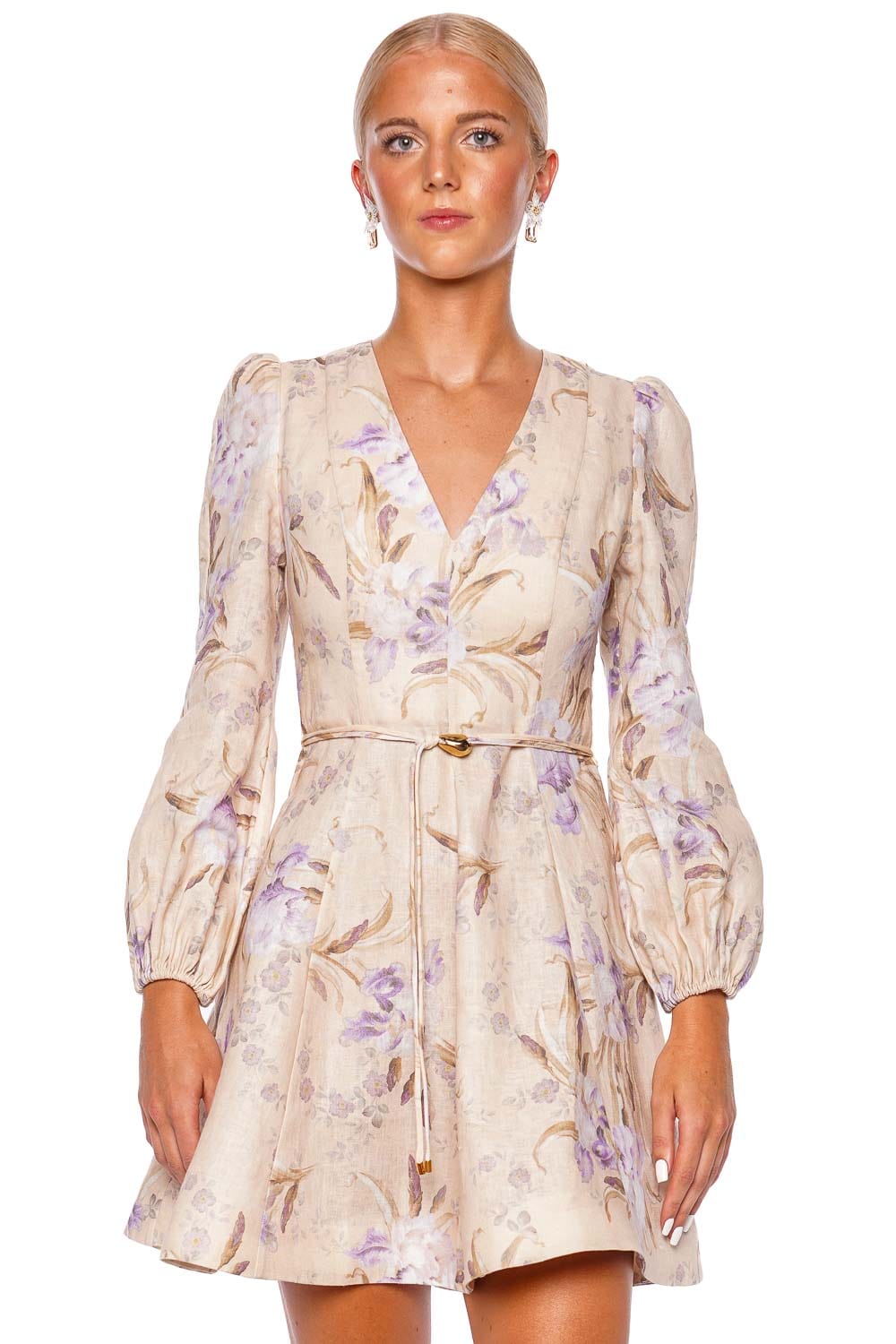 ZIMMERMANN Eden Floral Belted Flip Mini Dress