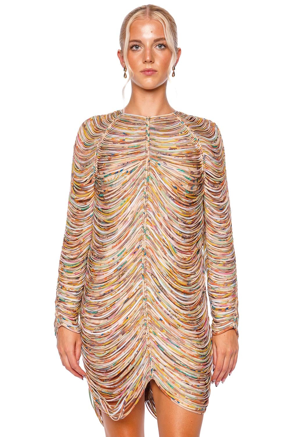 ZIMMERMANN Pavilion Rouleau Long Sleeve Mini Dress