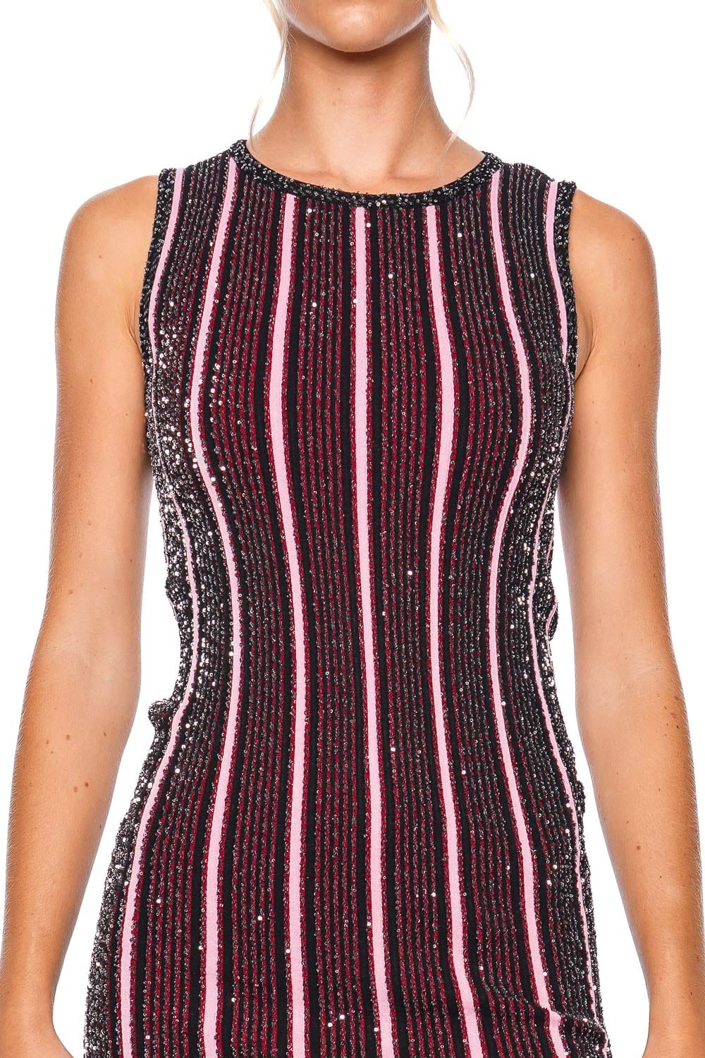 Missoni High Waist outlet Rock rot-pink Streifenmuster Party-Look