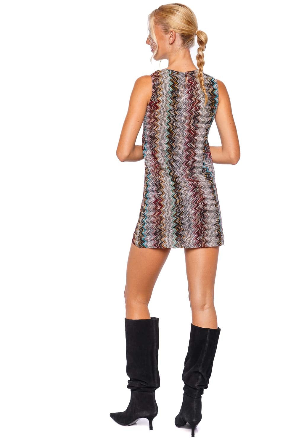 MISSONI Zig Zag Metallic Sleeveless Mini Dress