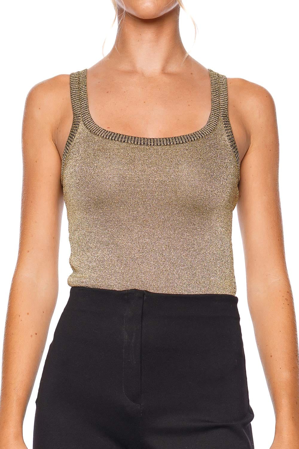 MISSONI Gold Metallic Knit Tank Top