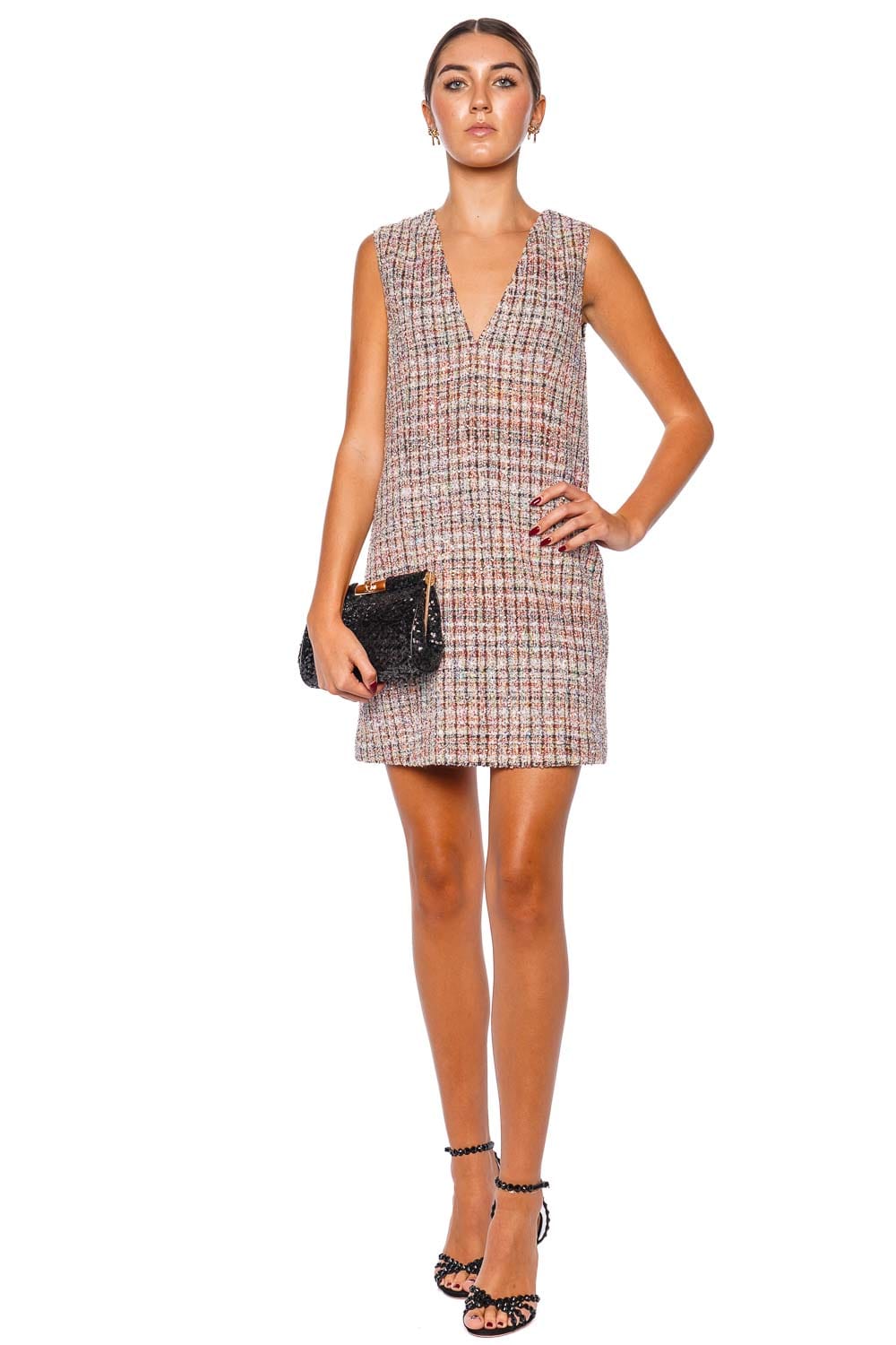 MISSONI Sleeveless Boucle V Neck Mini Dress