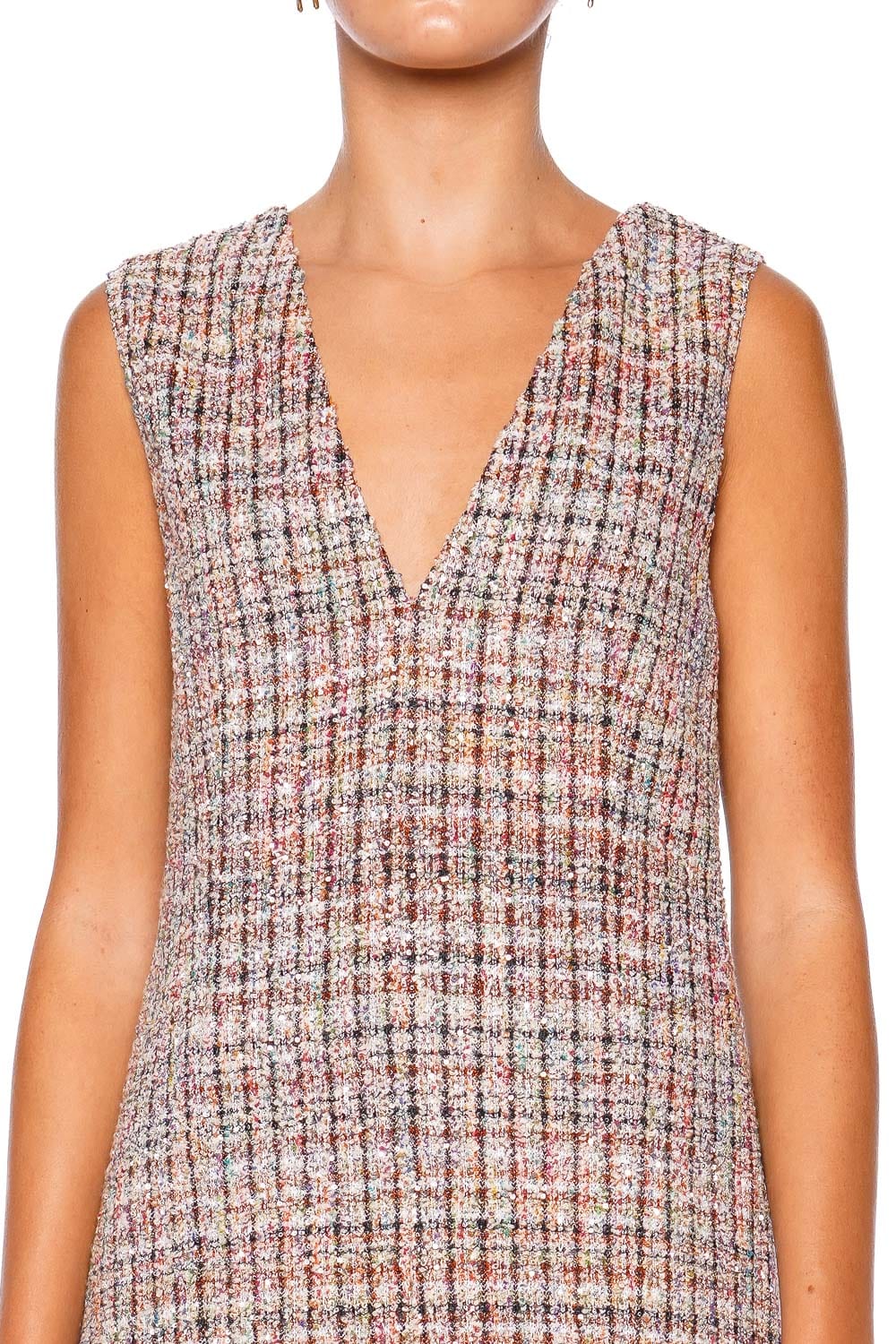 MISSONI Sleeveless Boucle V Neck Mini Dress