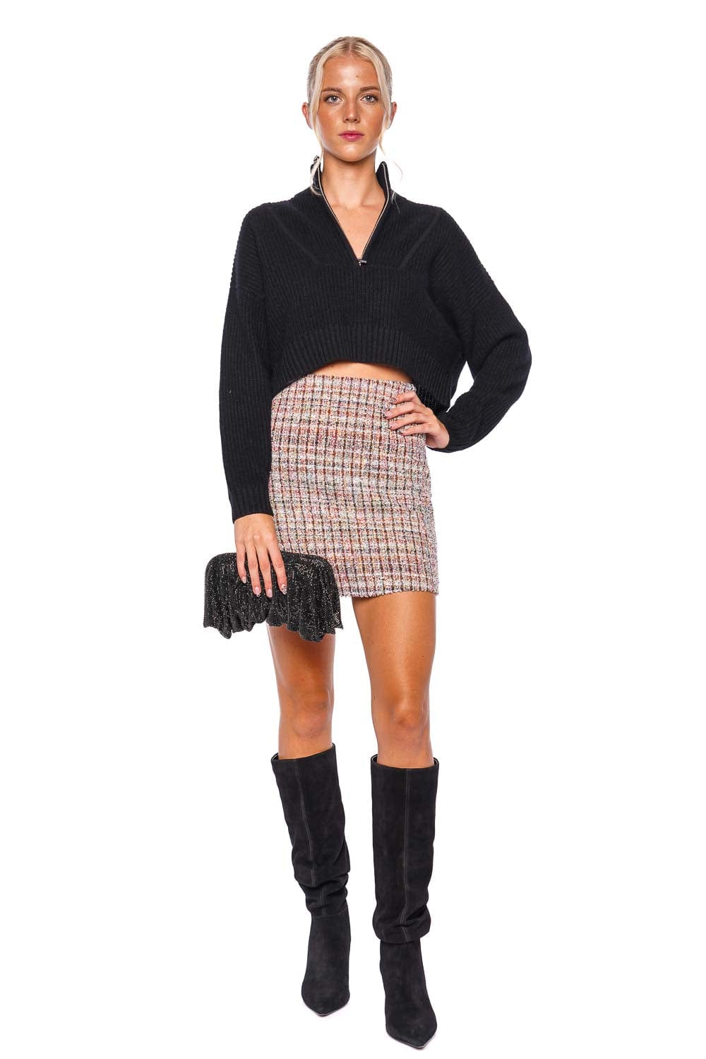 MISSONI Check Boucle Paillete Mini Skirt