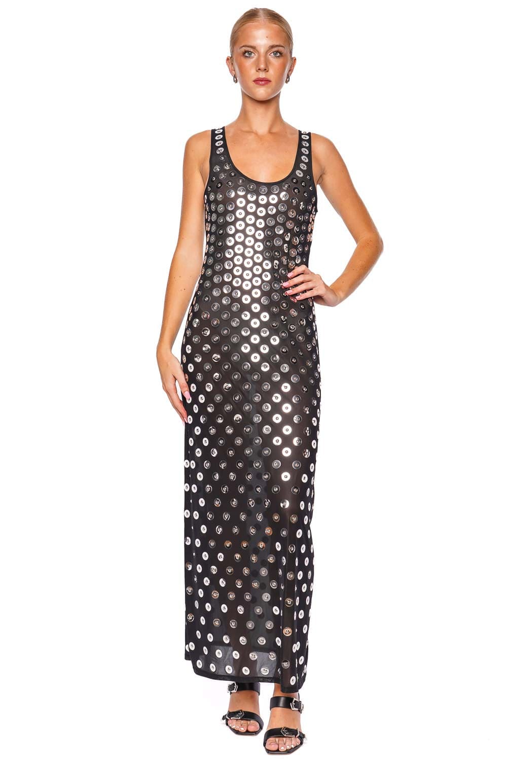 Rabanne Black Embellished Sleeveless Maxi Dress