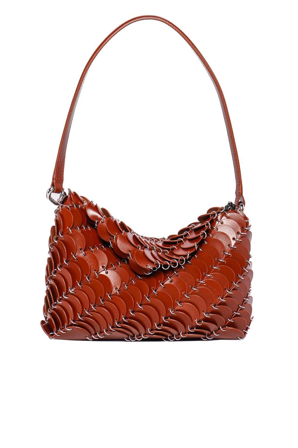 Rabanne Cognac Leather Disc Shoulder Bag