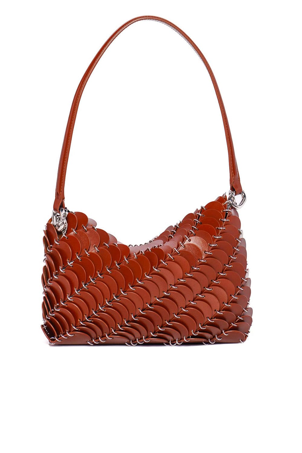 Rabanne Cognac Leather Disc Shoulder Bag