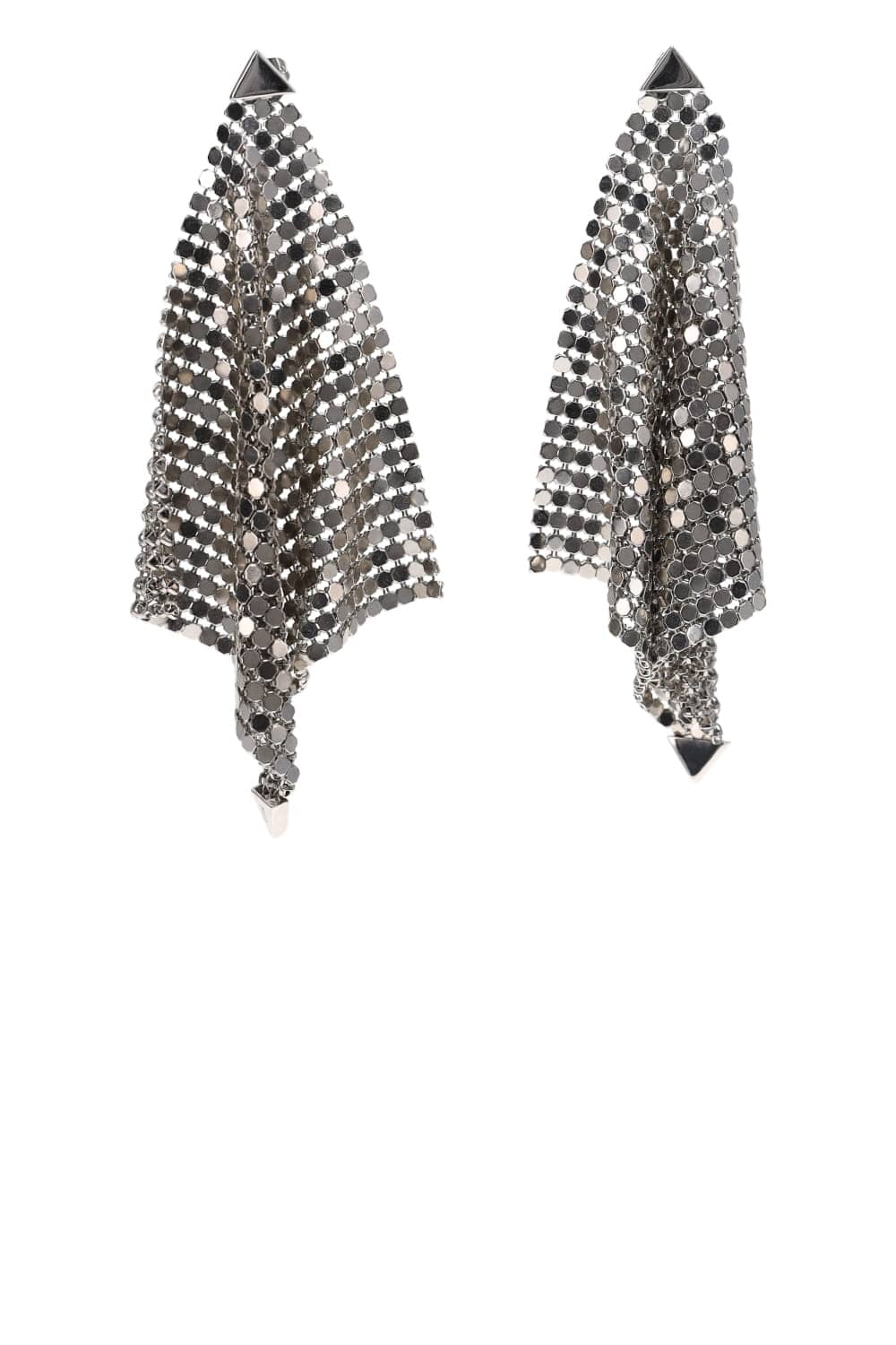 Rabanne Pixel Flow Silver Chainmail Earrings