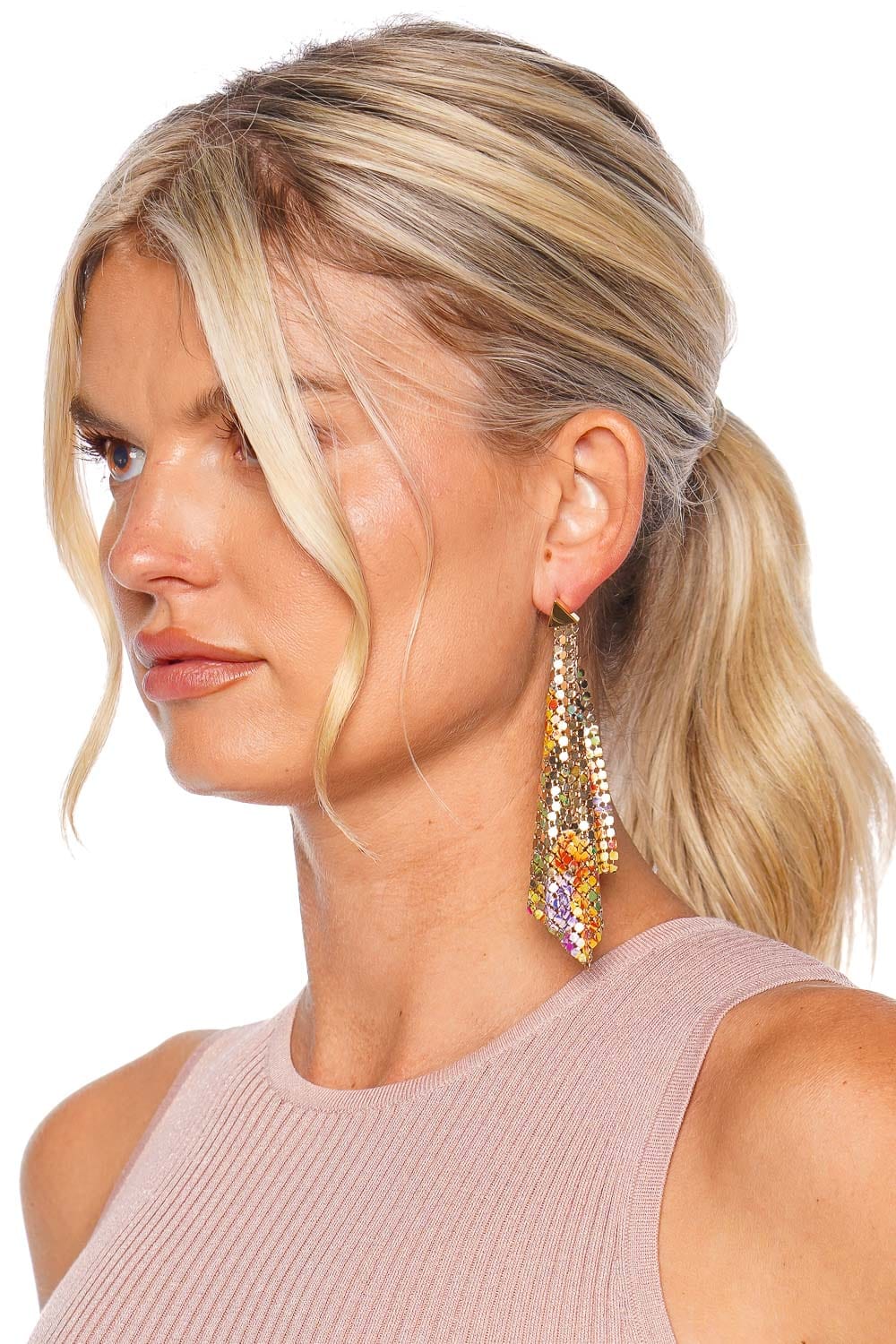 Rabanne Pixel Floral Chainmail Earrings