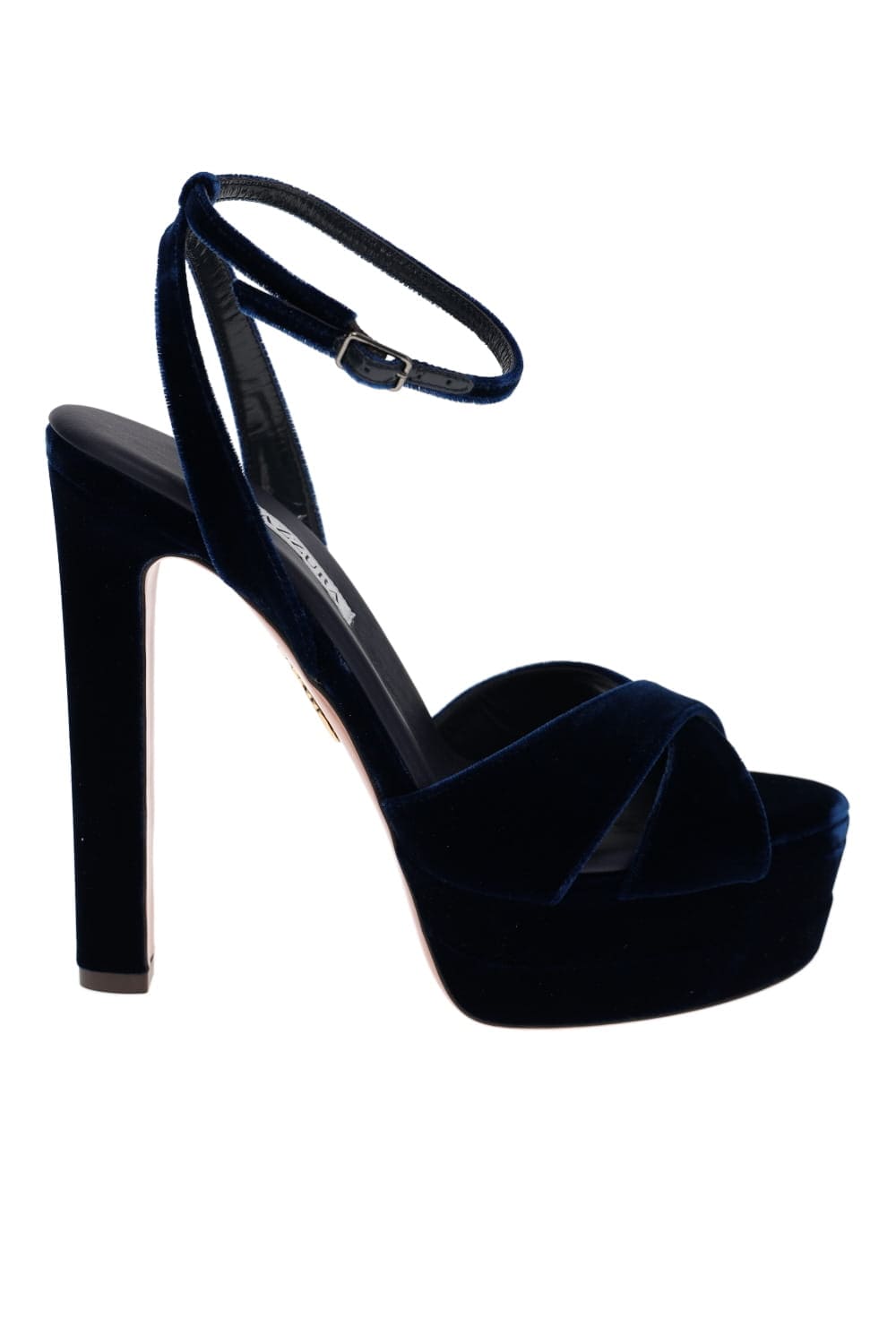 AQUAZZURA Divine Paris Blue Velvet Platform Sandal