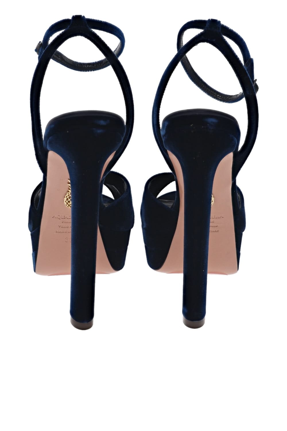 AQUAZZURA Divine Paris Blue Velvet Platform Sandal