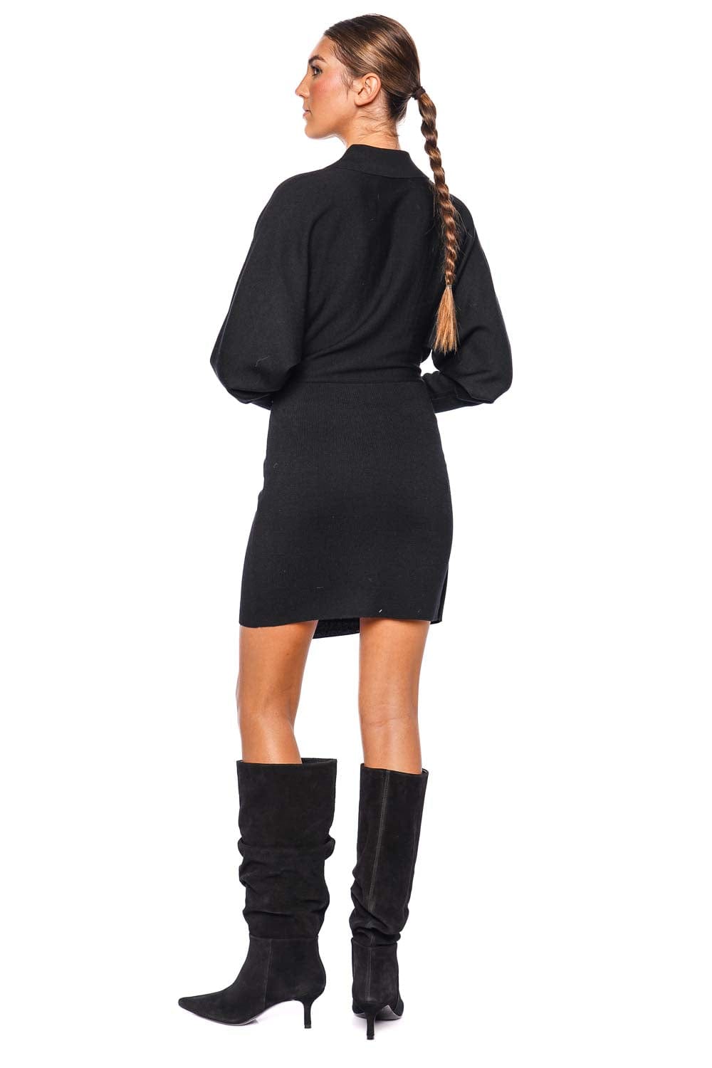 SIMKHAI Harvey Knit Half-Zip Mini Dress