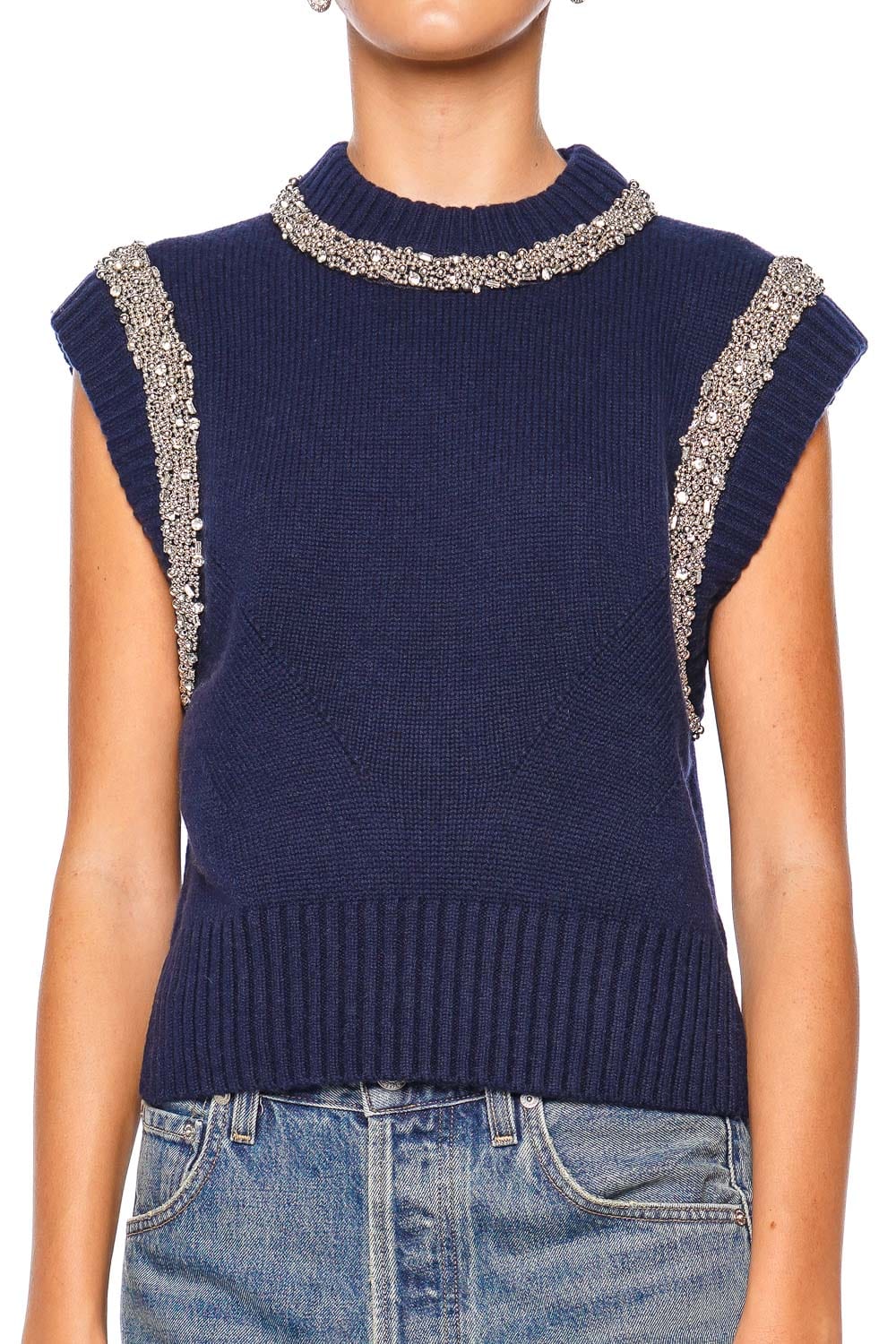 SIMKHAI Joanae Embellished Knit Sleeveless Pullover